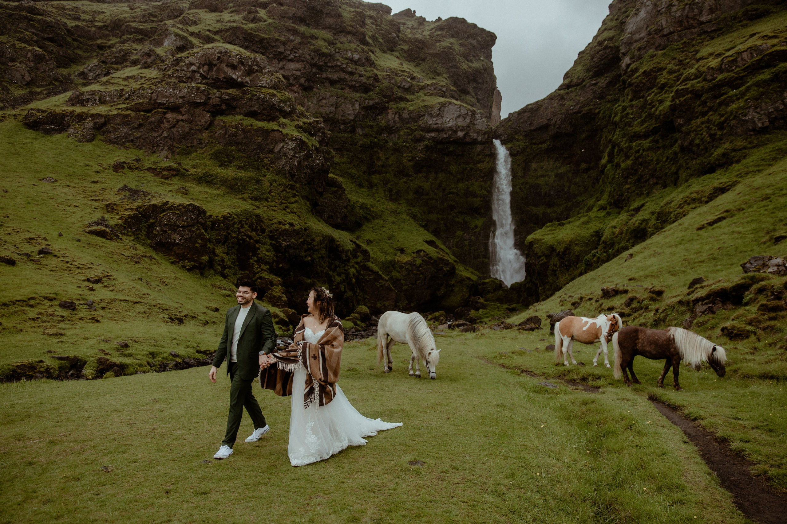 Elopement at Kvernufoss Waterfall. Iceland elopement photo and video | Nikolaichik Photo