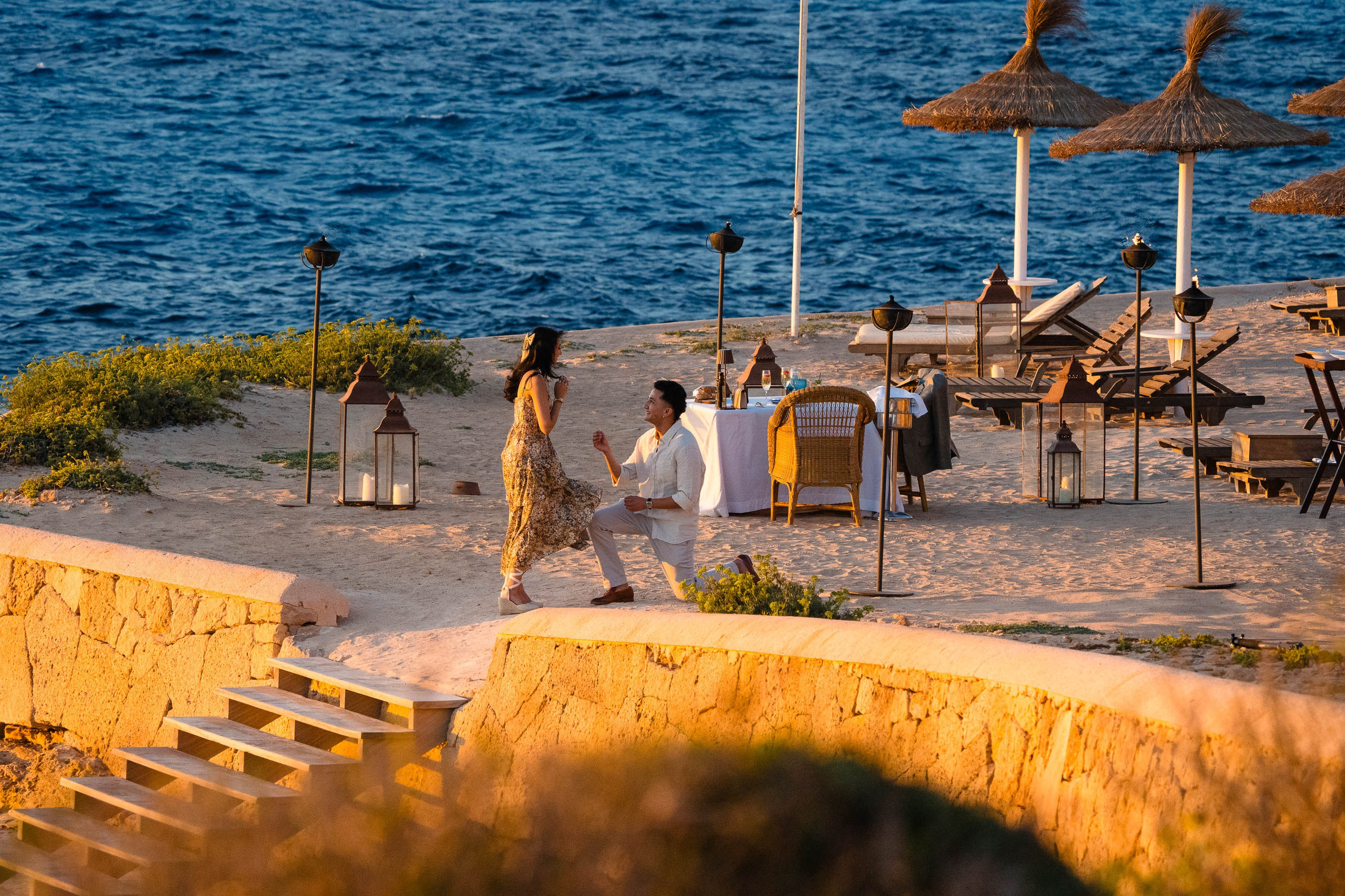 Dusk Wedding Proposal in Cap Rocat with UK clients. Mallorca Wedding, Corporate & Social Photographer