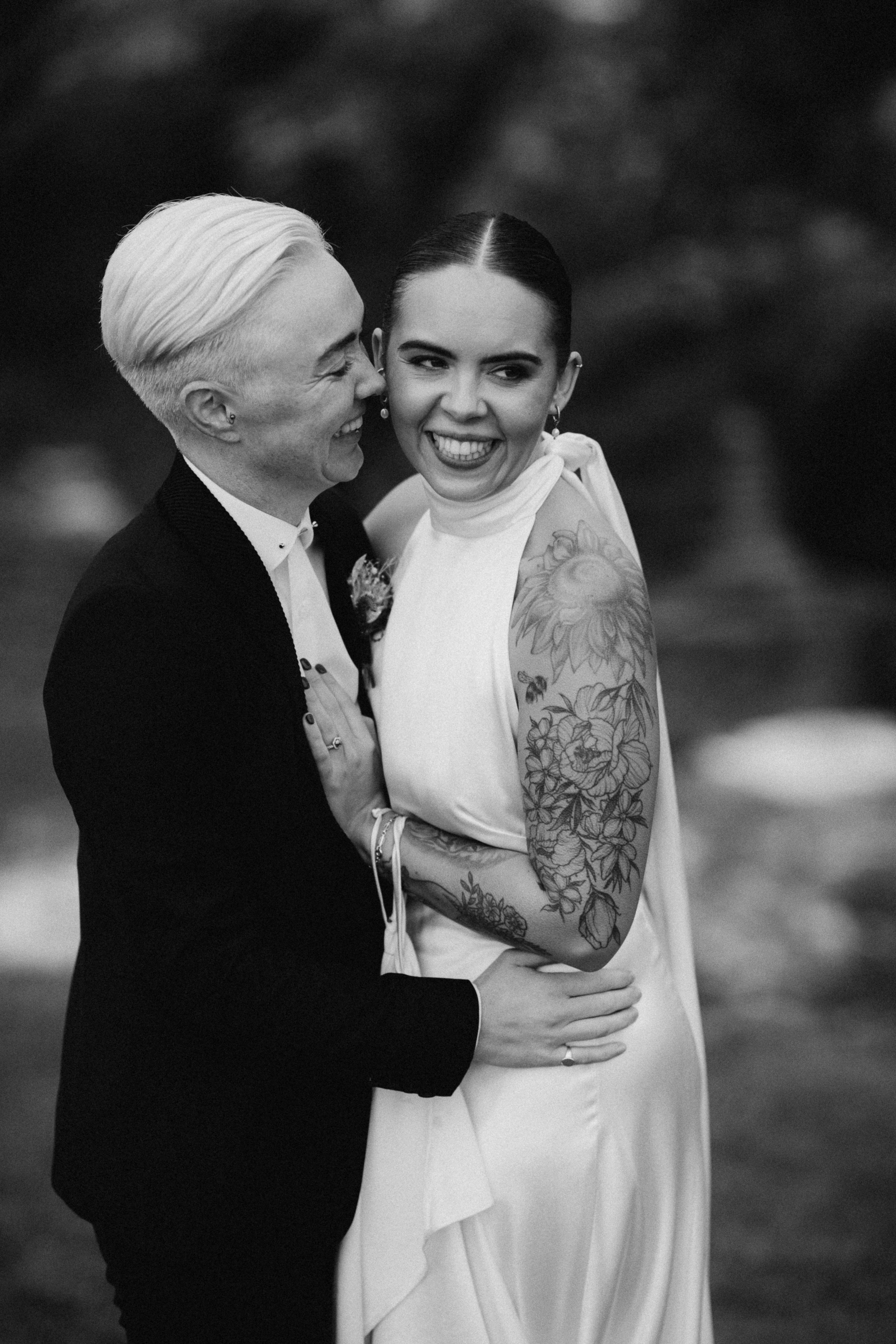 black and white elopement photographs