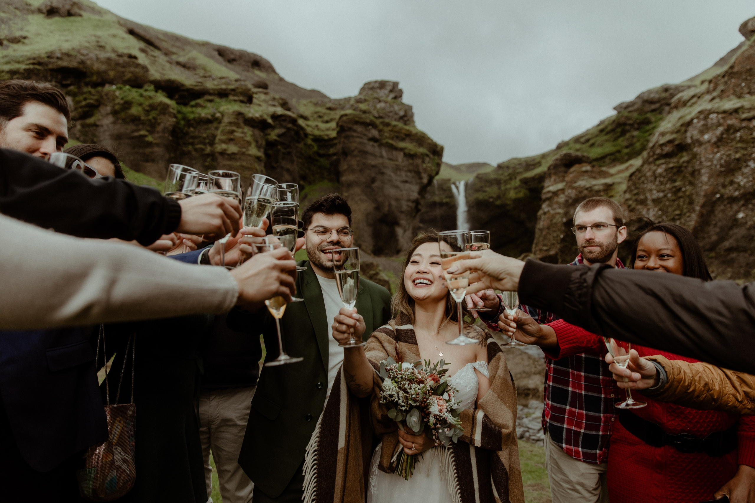 Elopement at Kvernufoss Waterfall. Iceland elopement photo and video | Nikolaichik Photo
