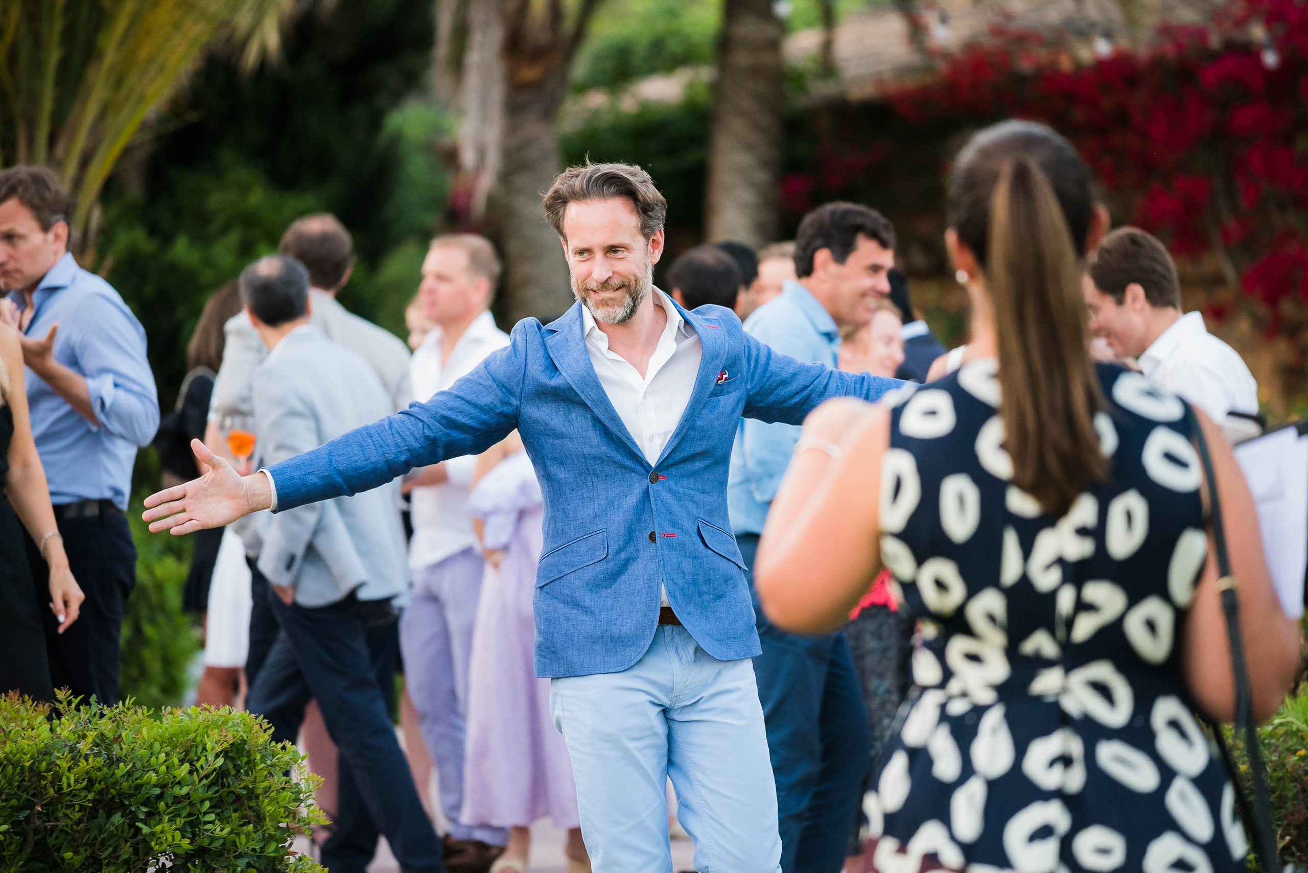 Meeting friends at event in Mallorca