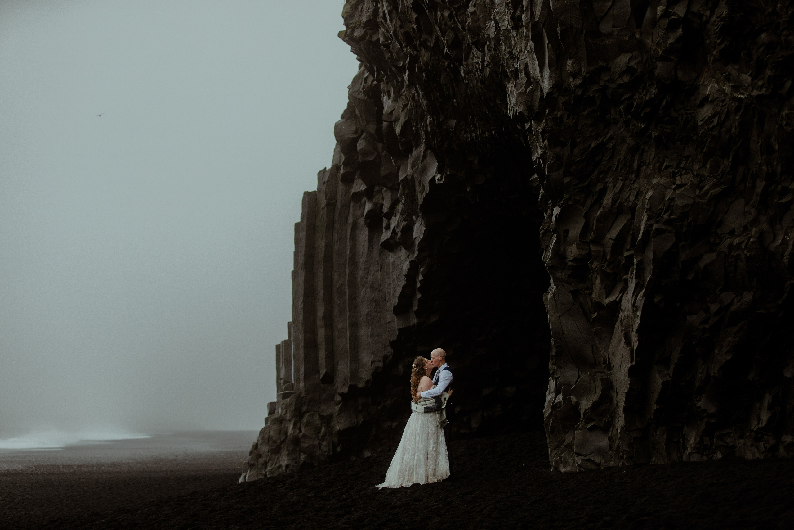 wedding at black sand beach Iceland