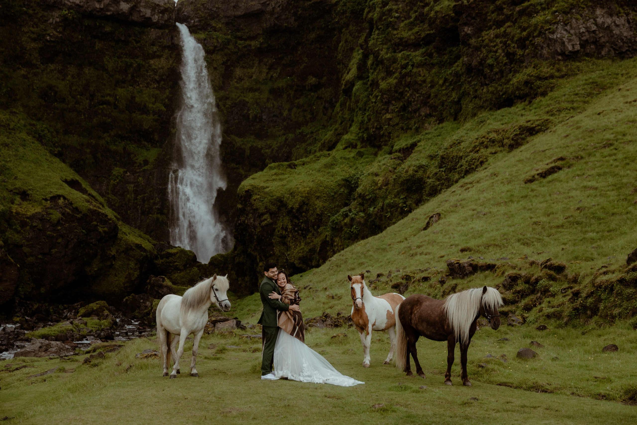 Elopement at Kvernufoss Waterfall. Iceland elopement photo and video | Nikolaichik Photo