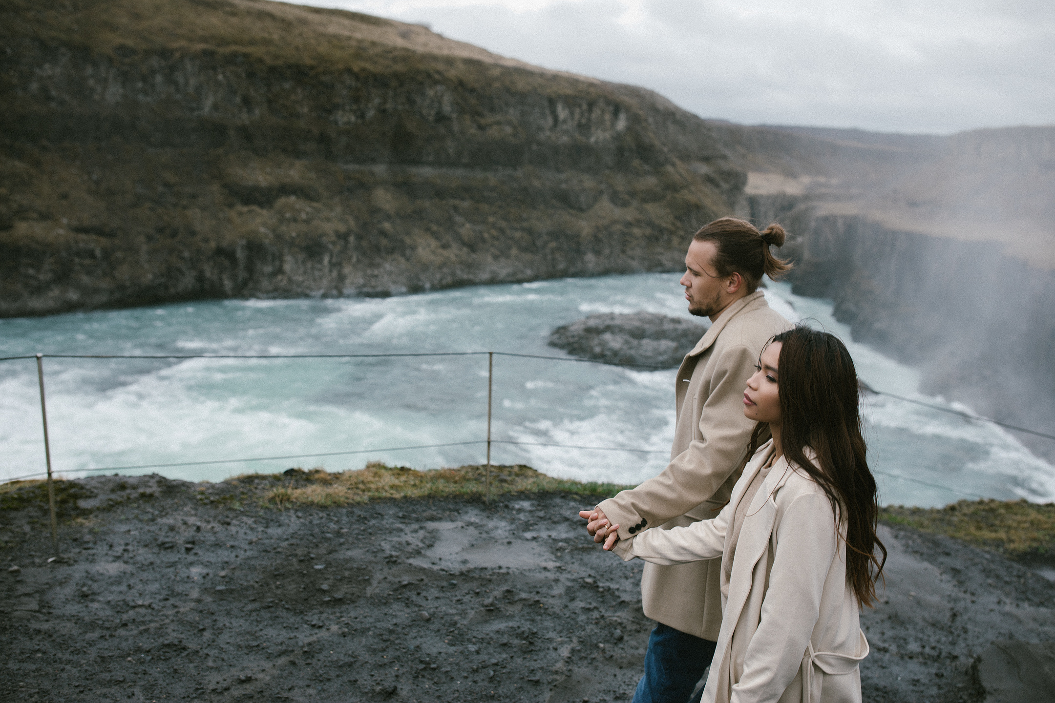 Iceland elopement portraits by Gullfoss waterfall