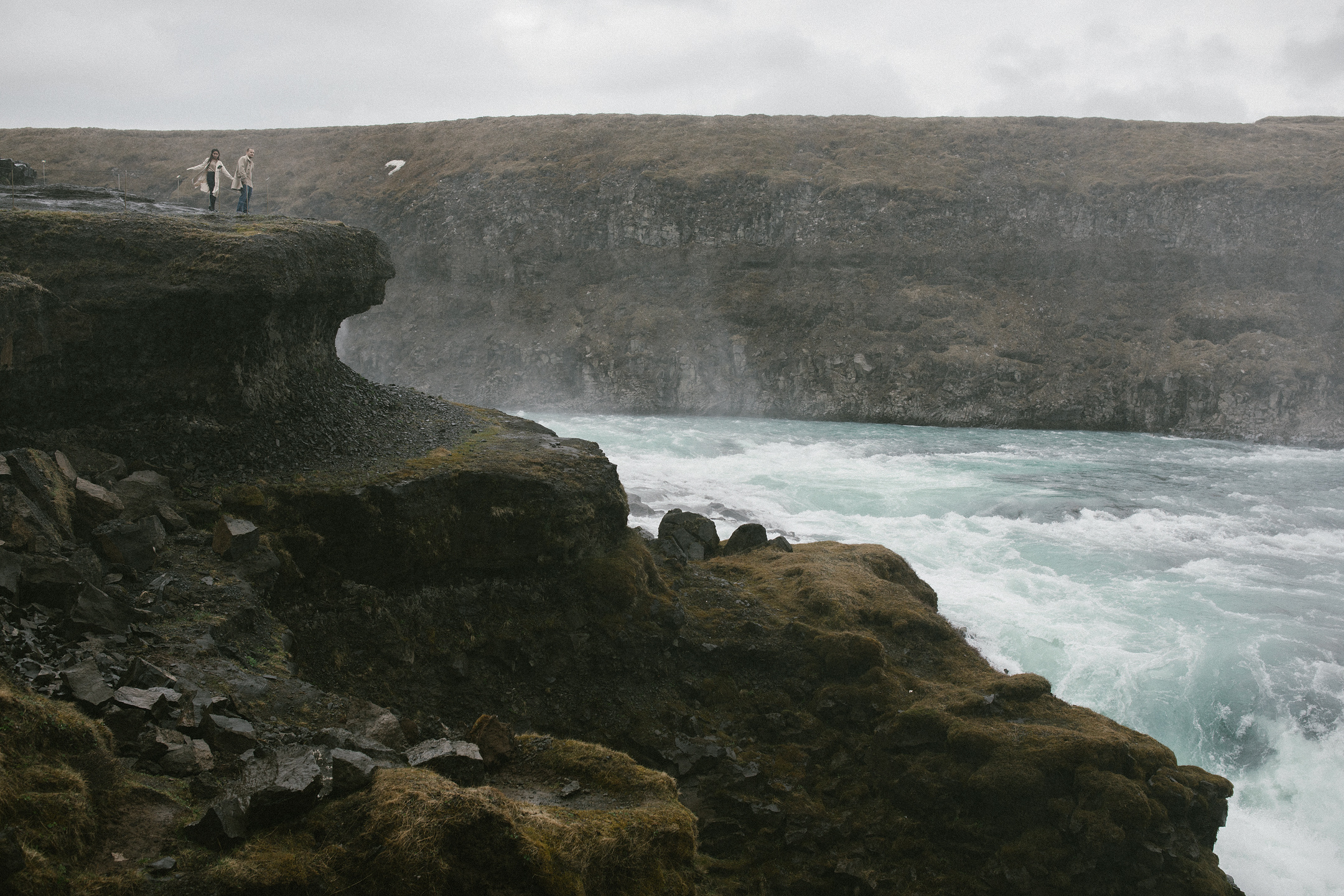 Wedding photography above Gullfoss waterfall in Iceland