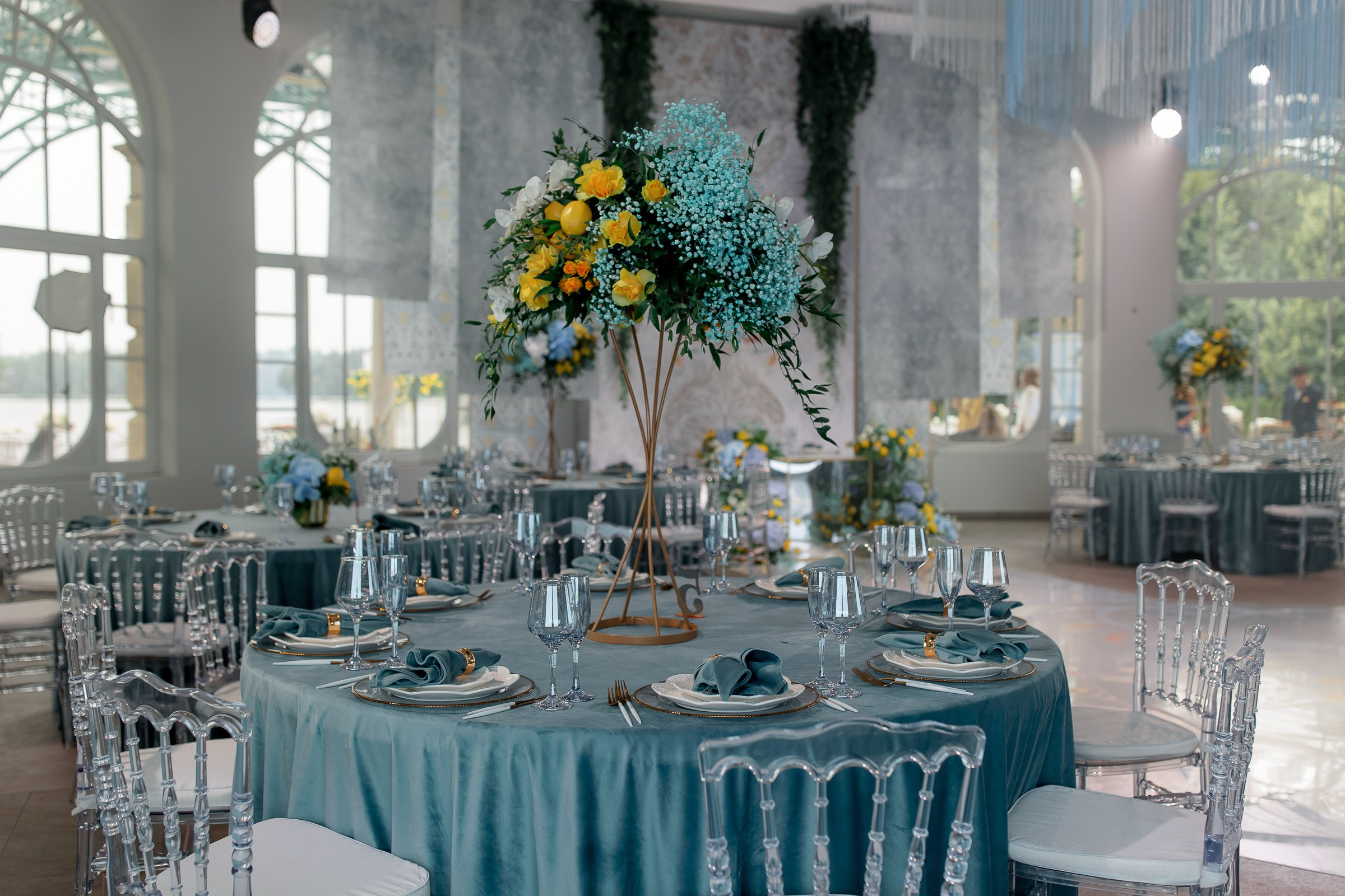 Wedding reception decor, Cornwall wedding photographer.