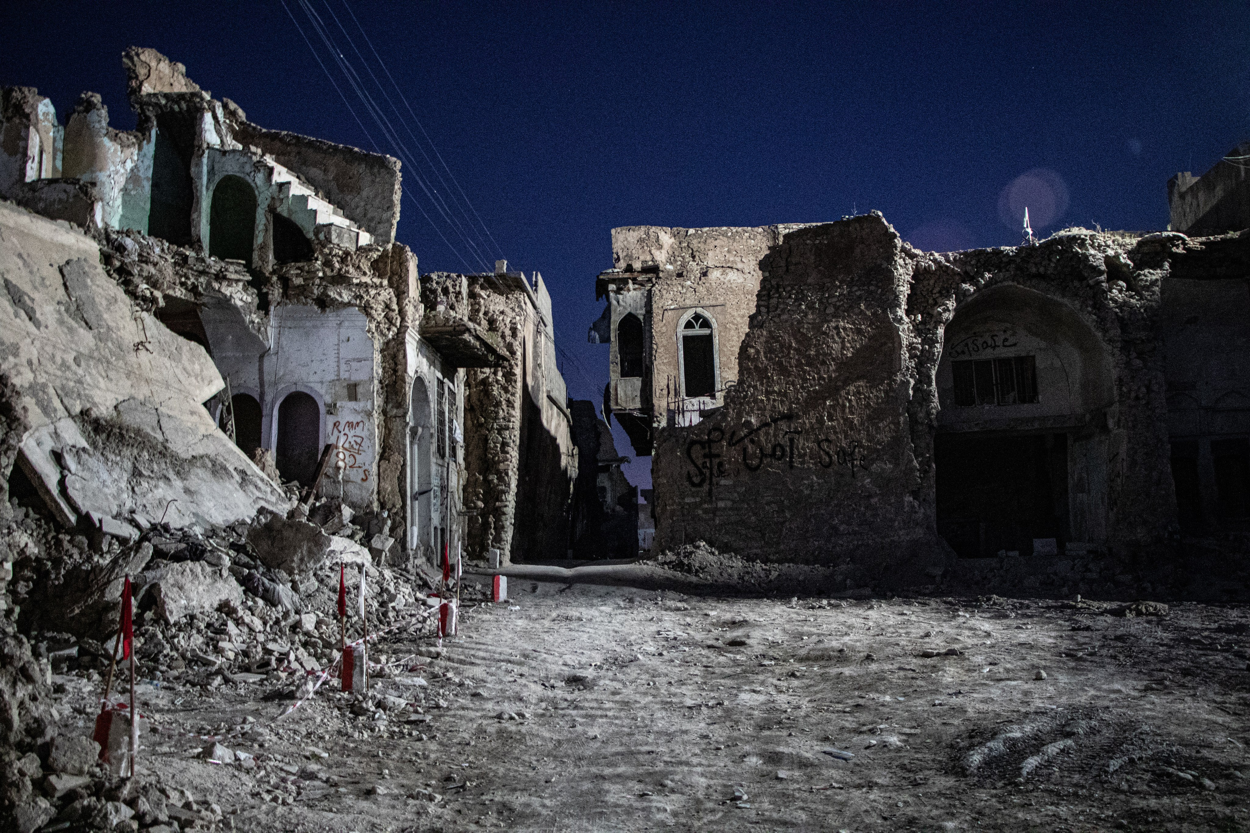 Les ruines du centre de Mossoul suite aux violents affrontements entre Daesh et l'armée irakienne. De nombreux explosifs n'ont toujours pas été desamorcés.