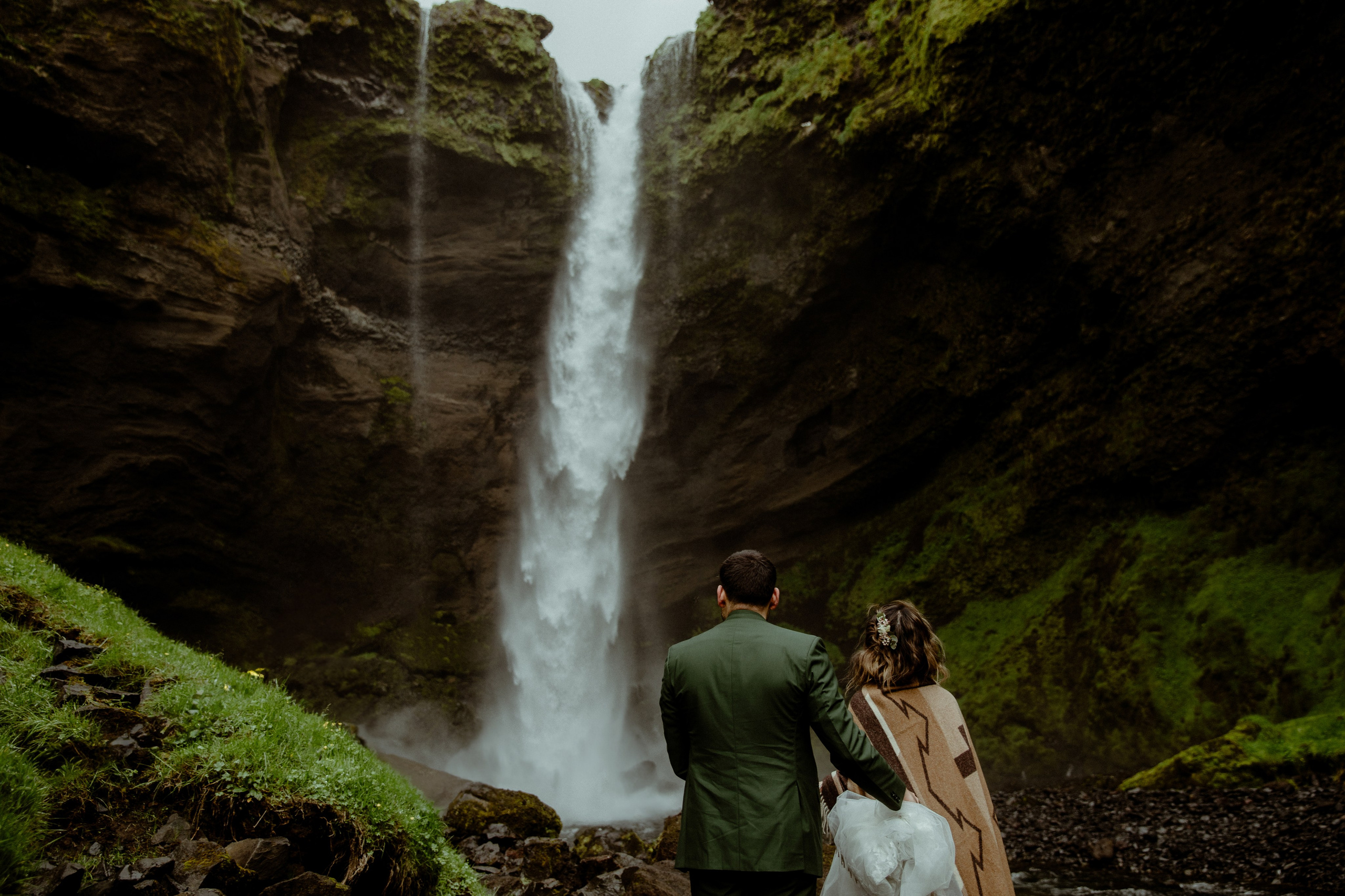 Elopement at Kvernufoss Waterfall. Iceland elopement photo and video | Nikolaichik Photo