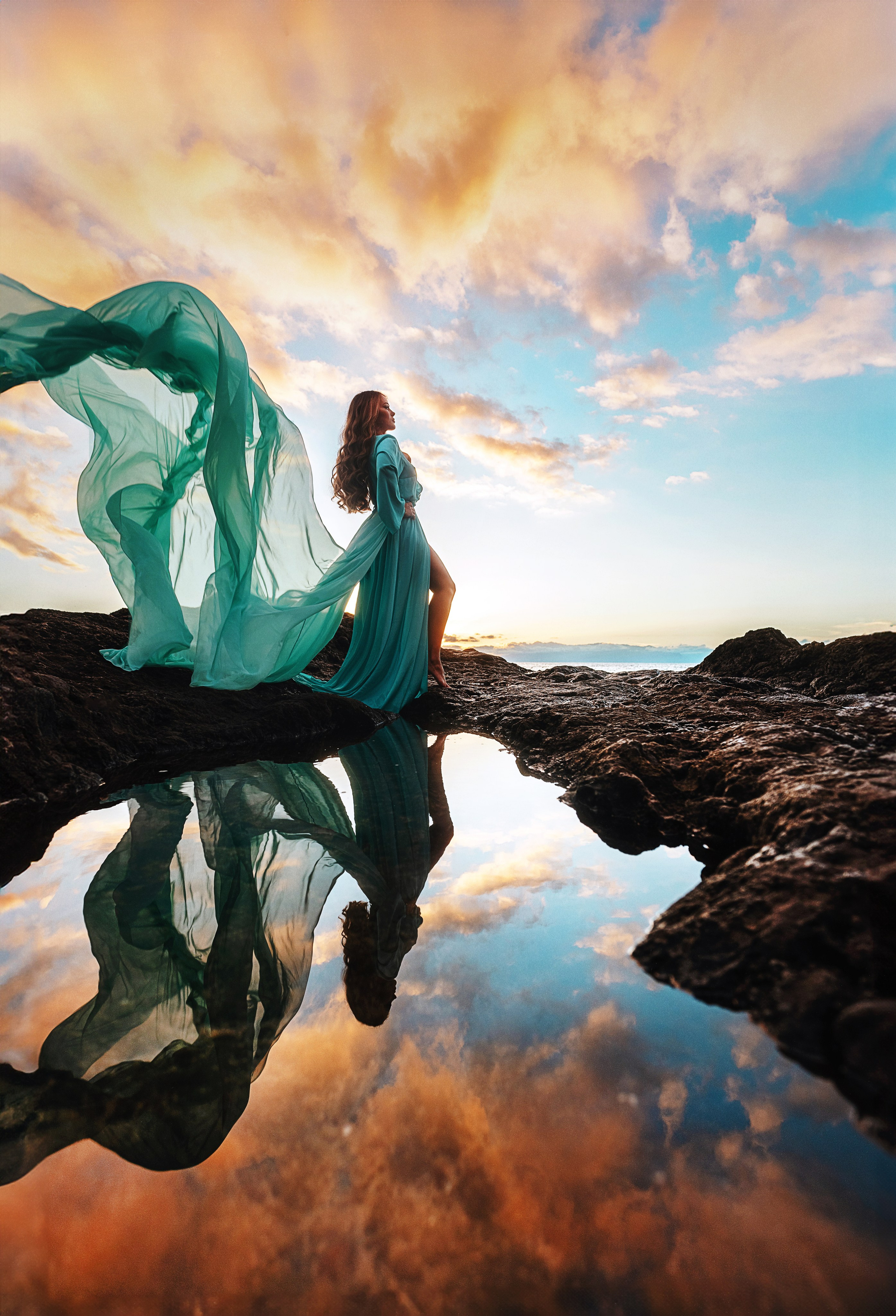 Sesion personal con el vestido volador color menta. Fotografía profesional en Tenerife Tania Bonnet