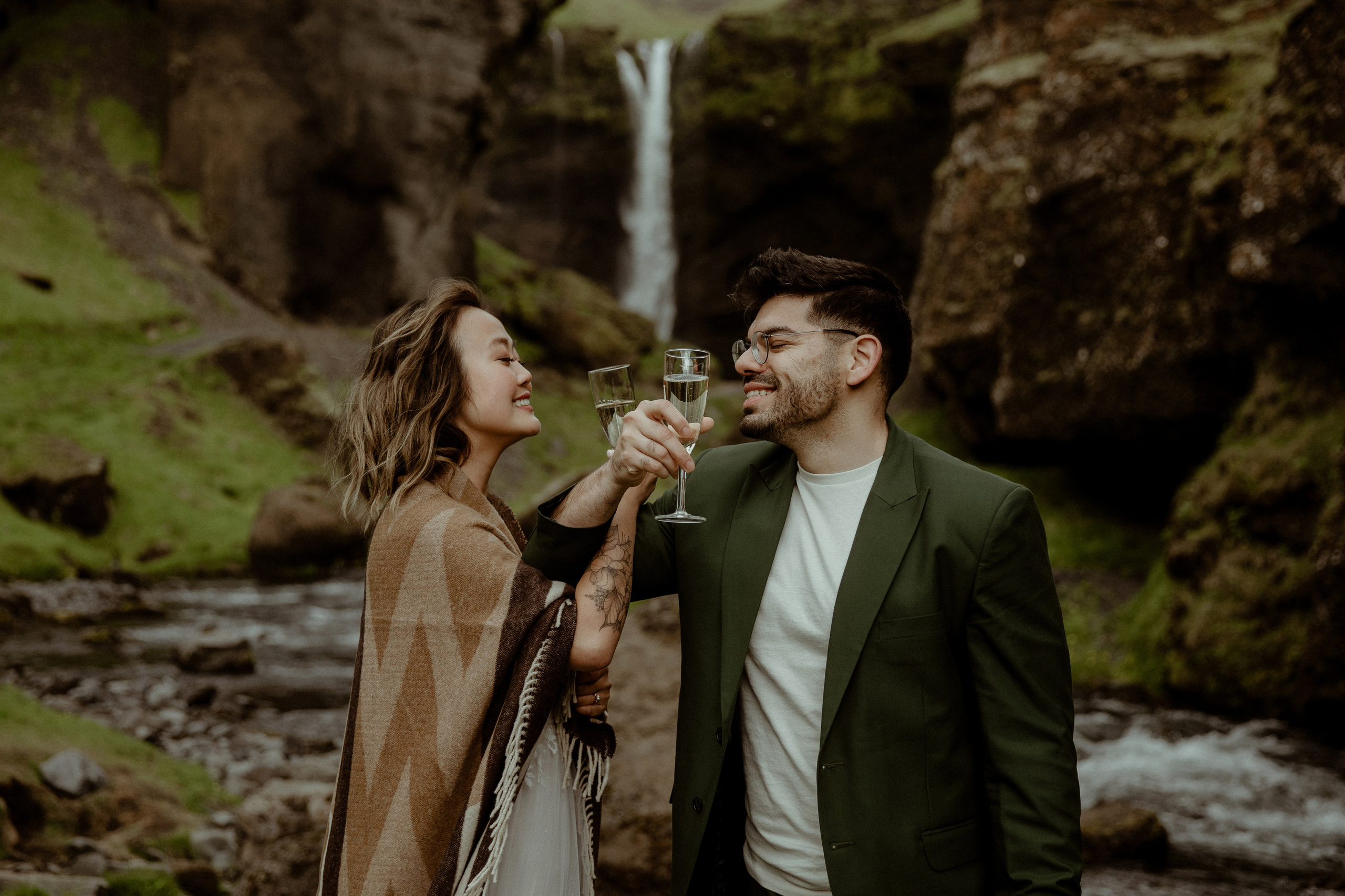 Elopement at Kvernufoss Waterfall. Iceland elopement photo and video | Nikolaichik Photo