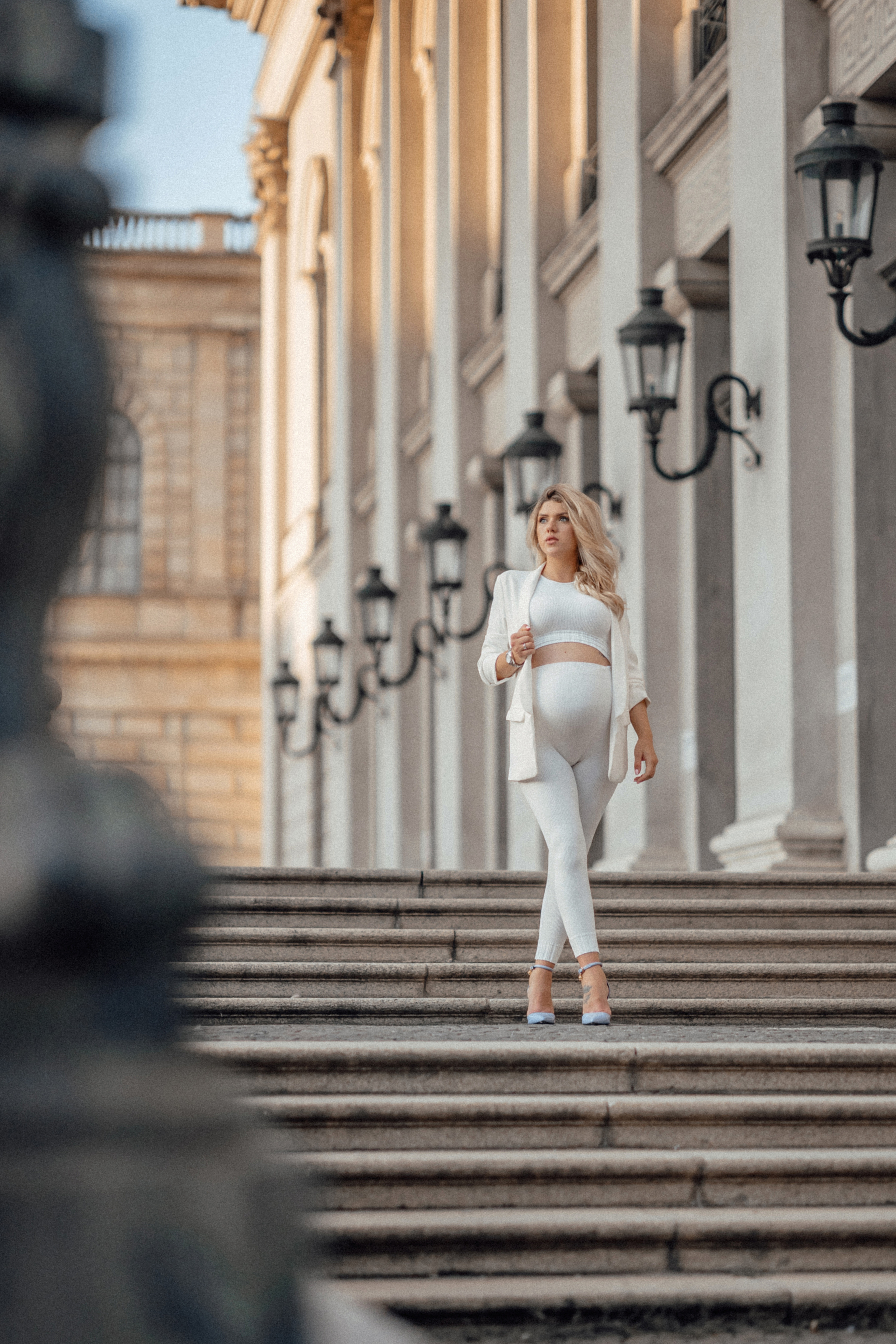 Pregnancy street style. Family photograph in Munich Anastasia Vorobtsova