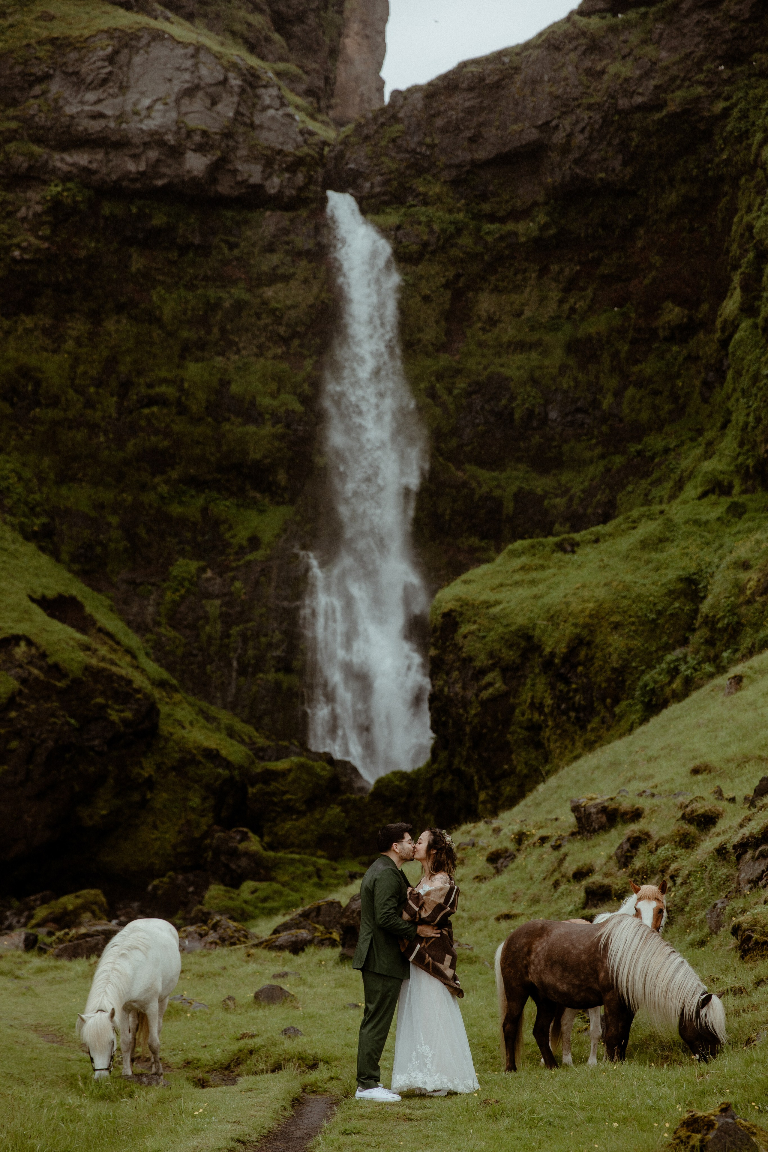 Elopement at Kvernufoss Waterfall. Iceland elopement photo and video | Nikolaichik Photo