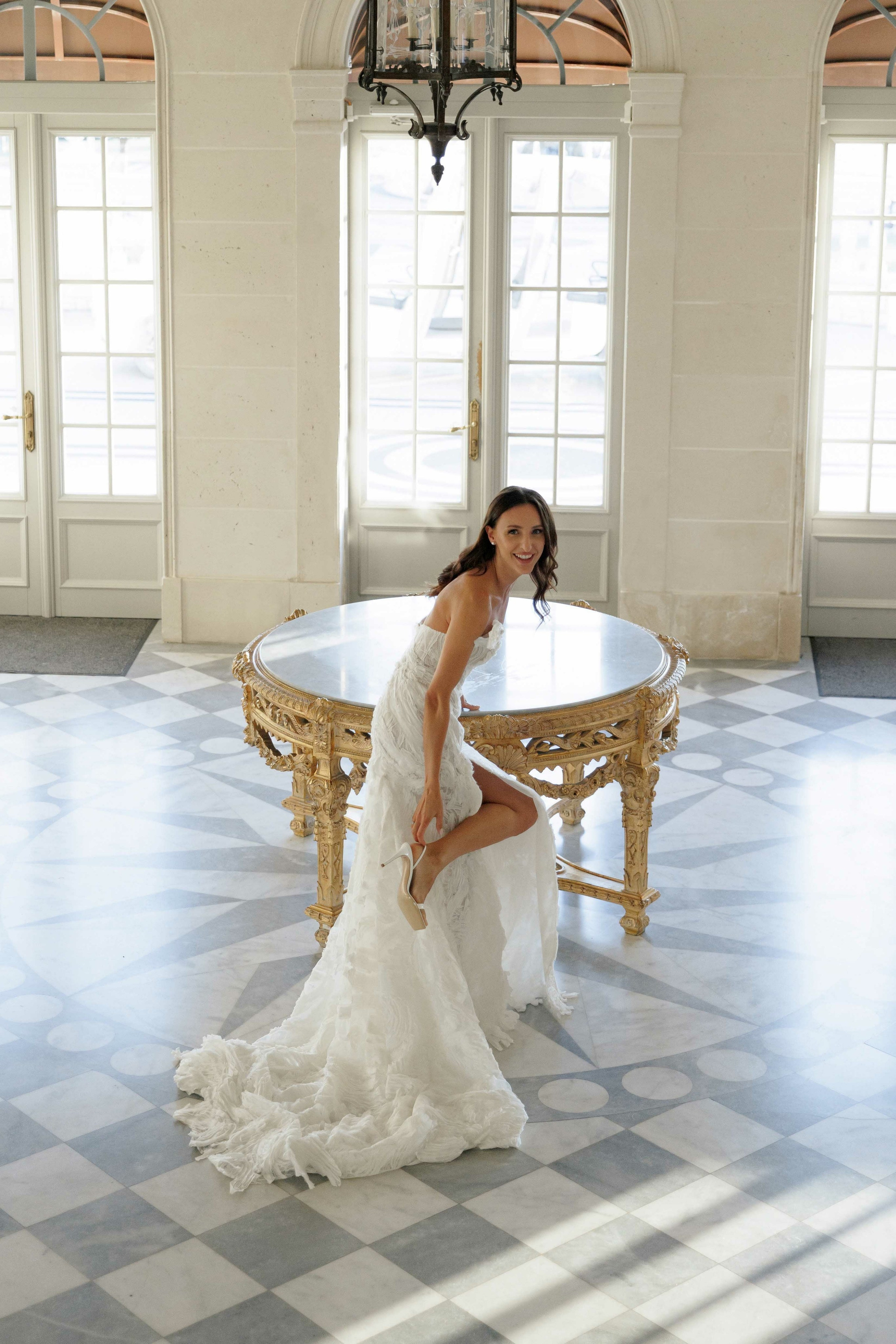 Artistic modern portrait of woman in minimalist setting