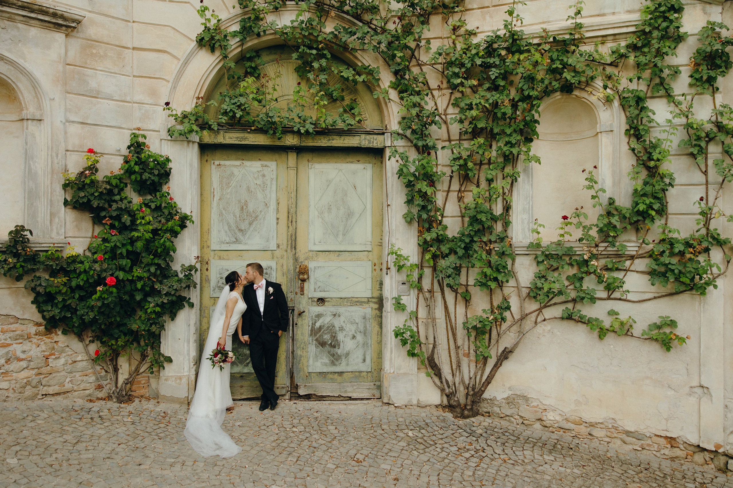 Intimate moment captured in Santorini destination wedding