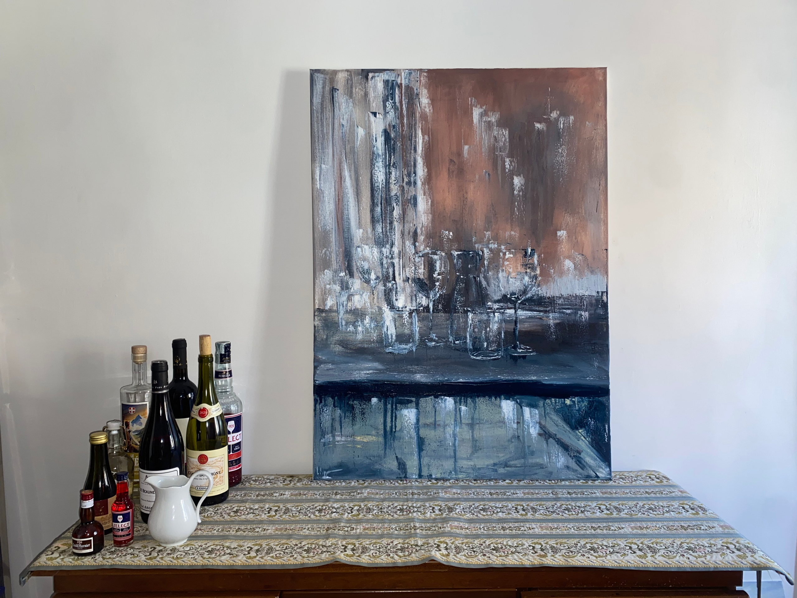 Contemporary still life by Ekaterina Katrielle Solopova, exploring themes of alcohol and memory of Venice Italy