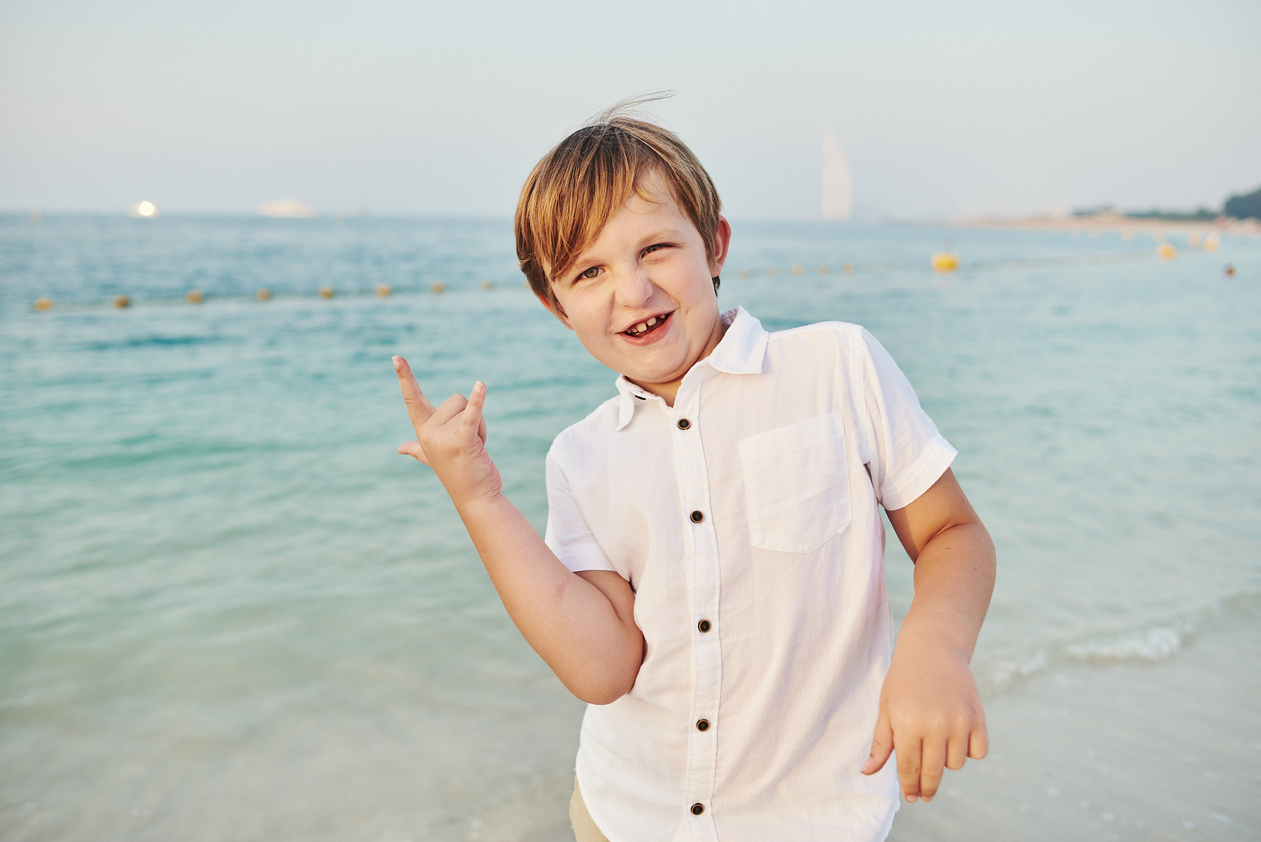 Family photo shoot on sunset at the Dubai beach