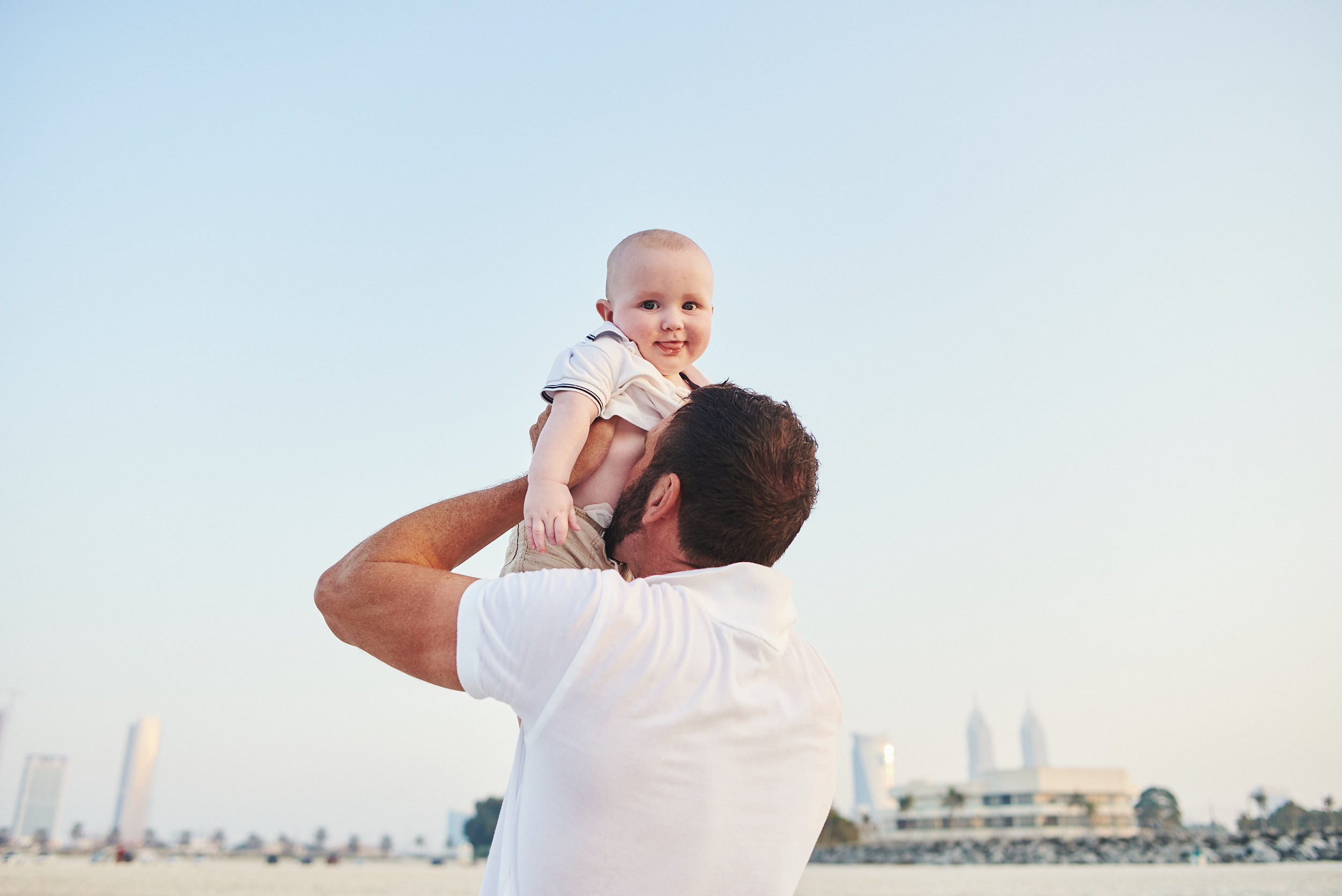 Family photo shoot on sunset at the Dubai beach