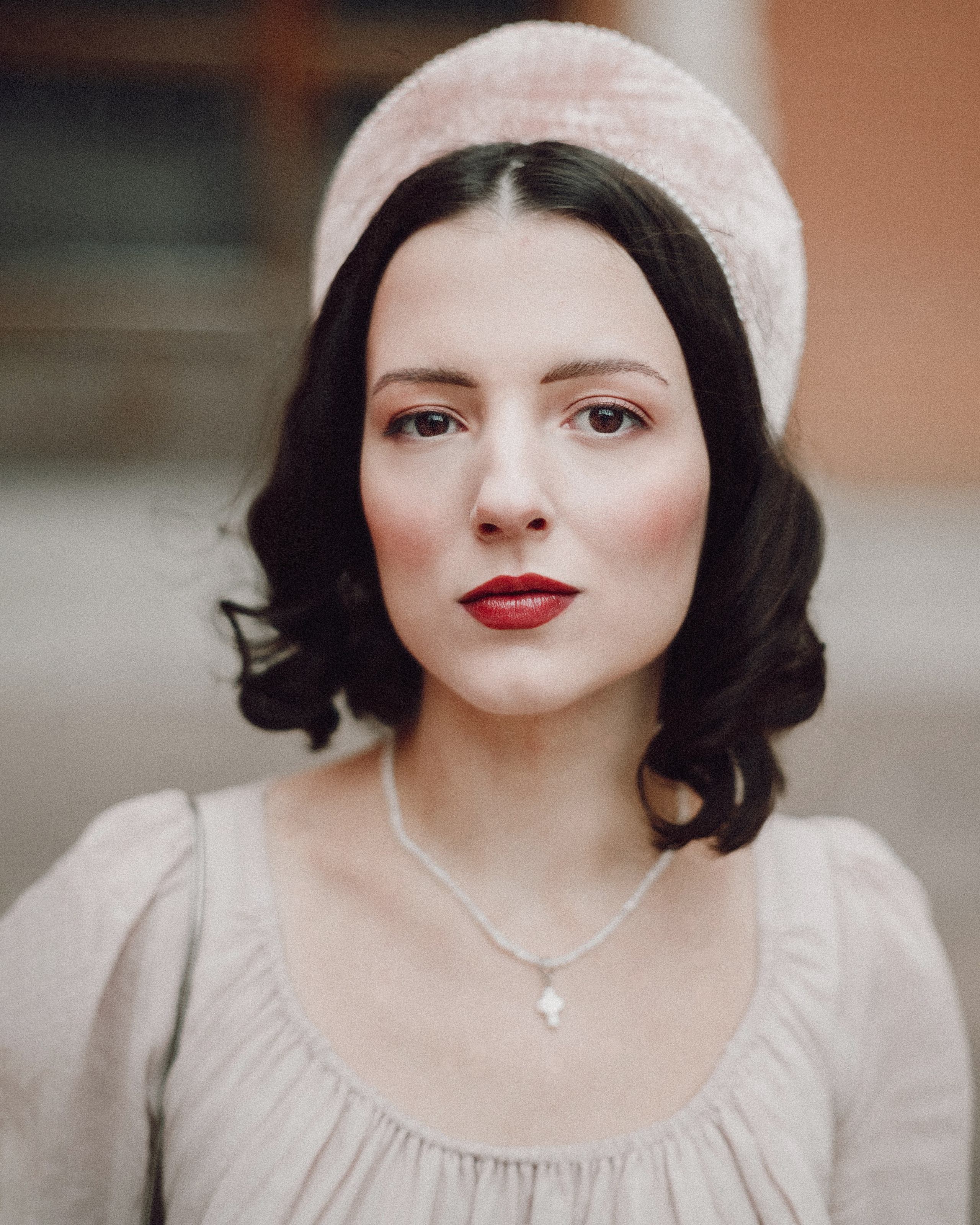 Slavic folklore shoot in traditional headwear and white dress. Moth & Moss Photography