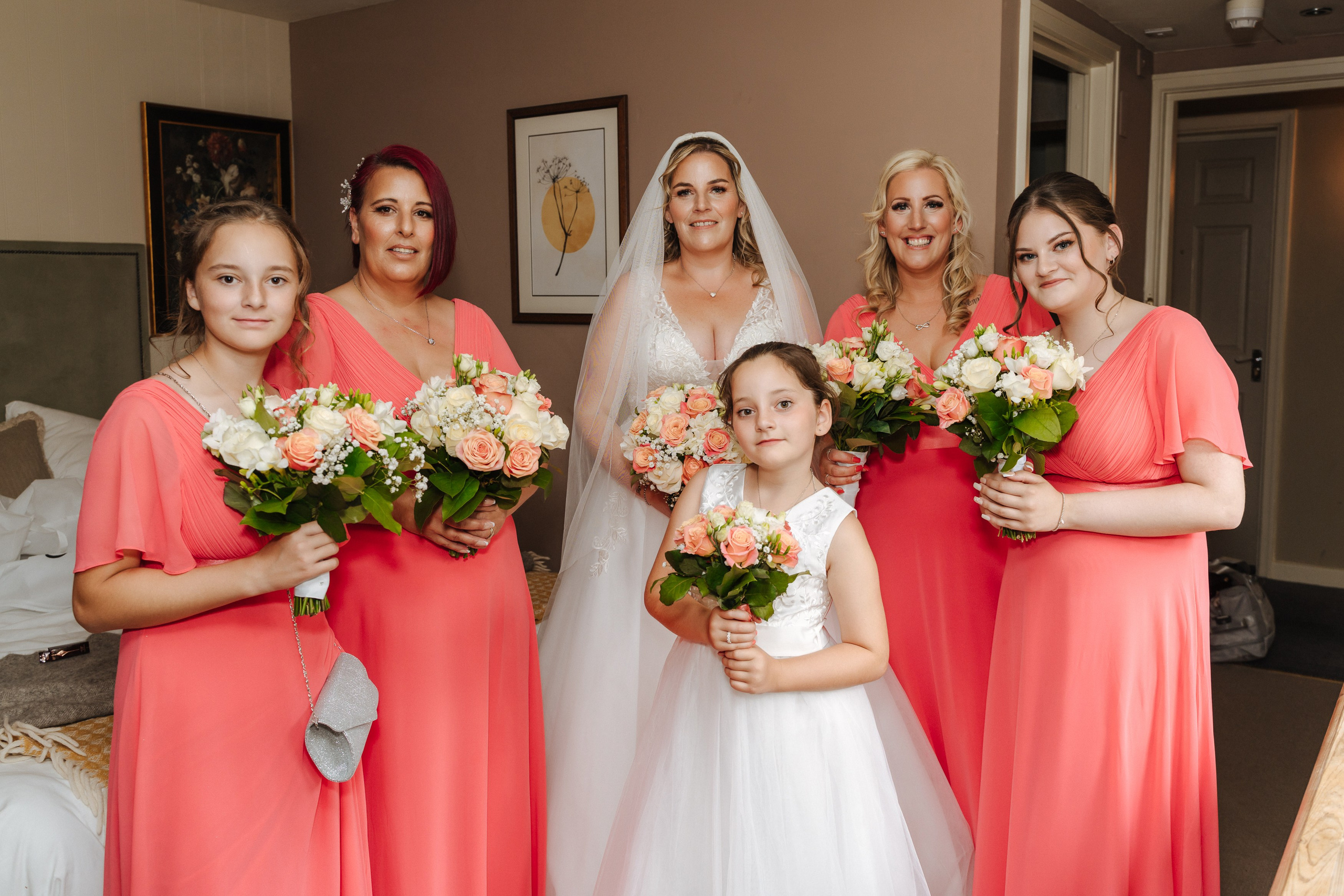 bride and bridesmaids, wedding photography in Reading