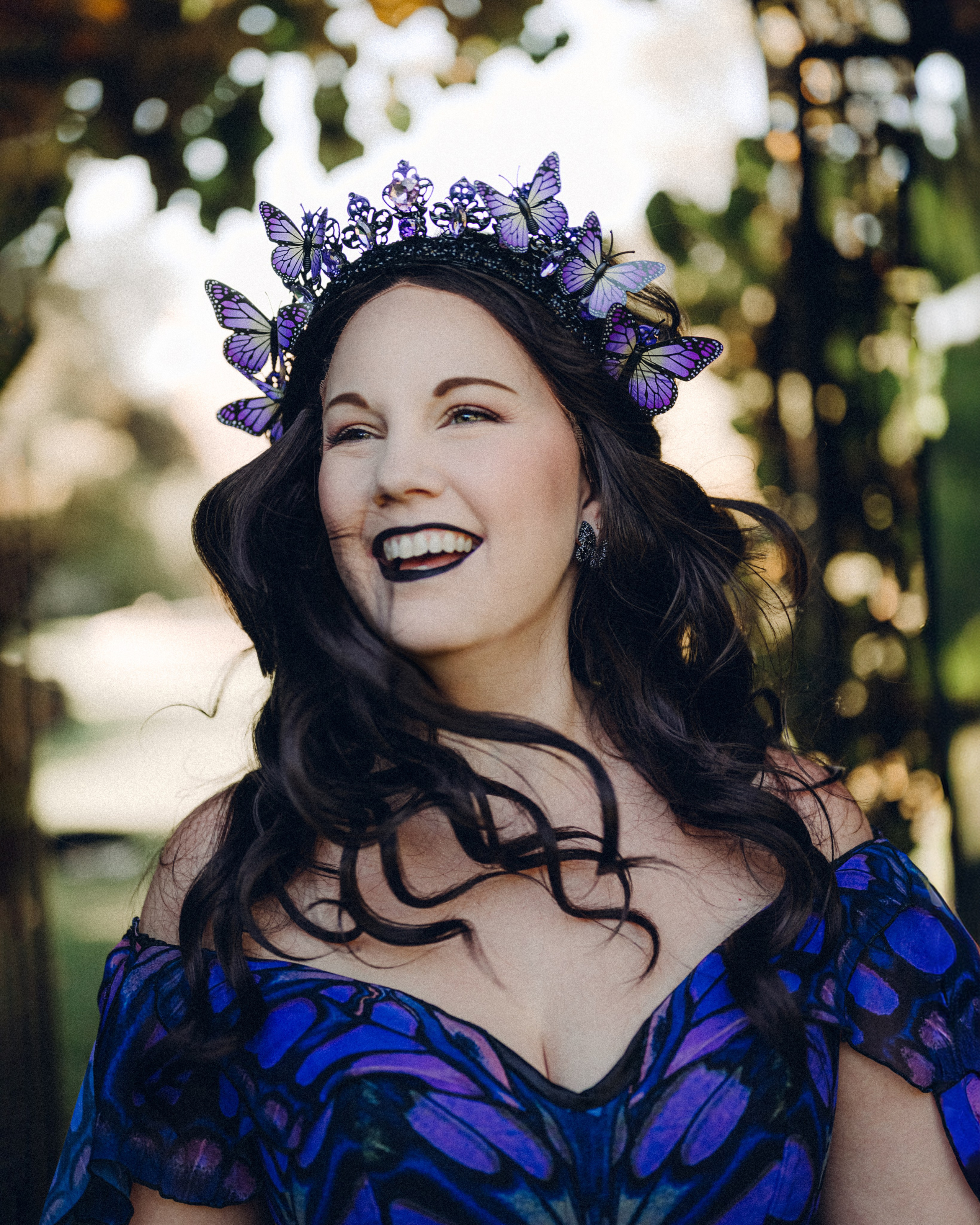 Butterfly purple fairy in a blooming garden. Moth & Moss Photography