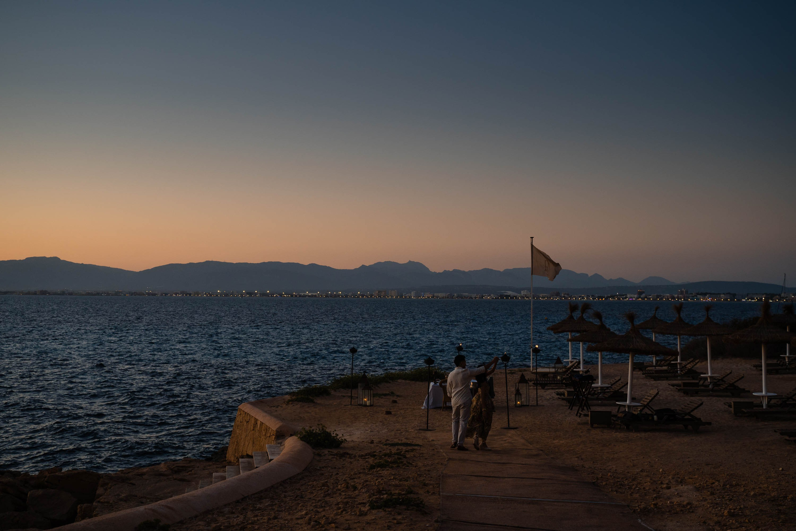 Dusk Wedding Proposal in Cap Rocat with UK clients. Mallorca Wedding, Corporate & Social Photographer