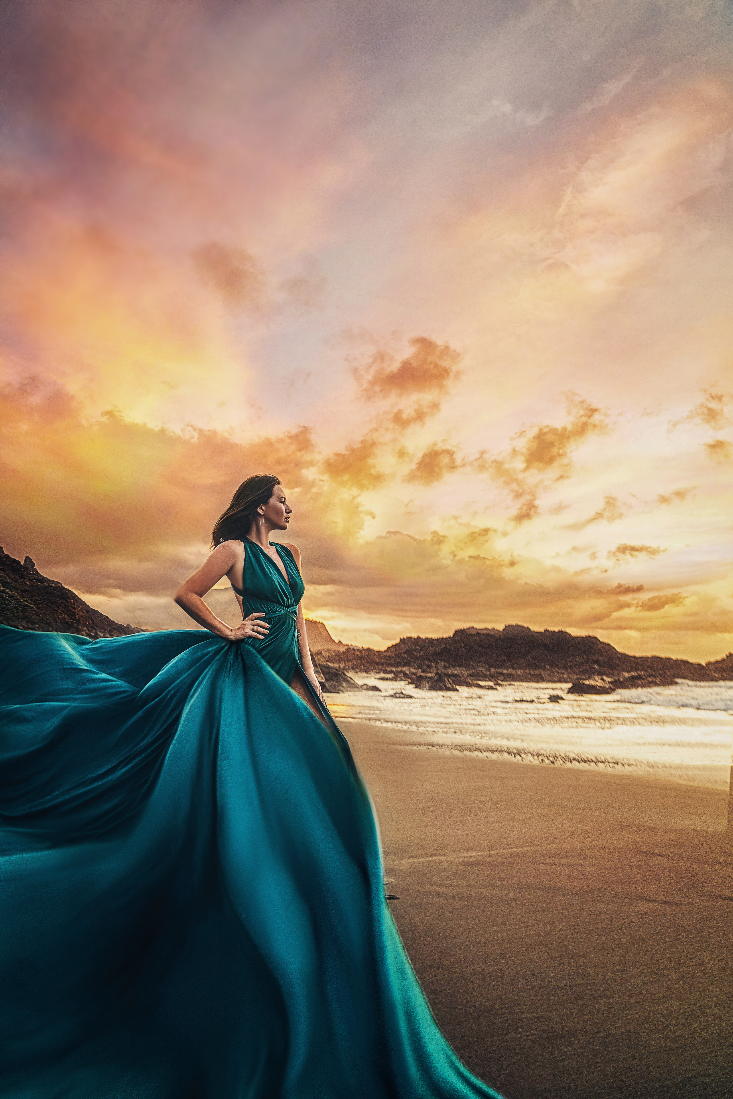 Flying dress green #4 40€. Professional photography in Tenerife Tania Bonnet