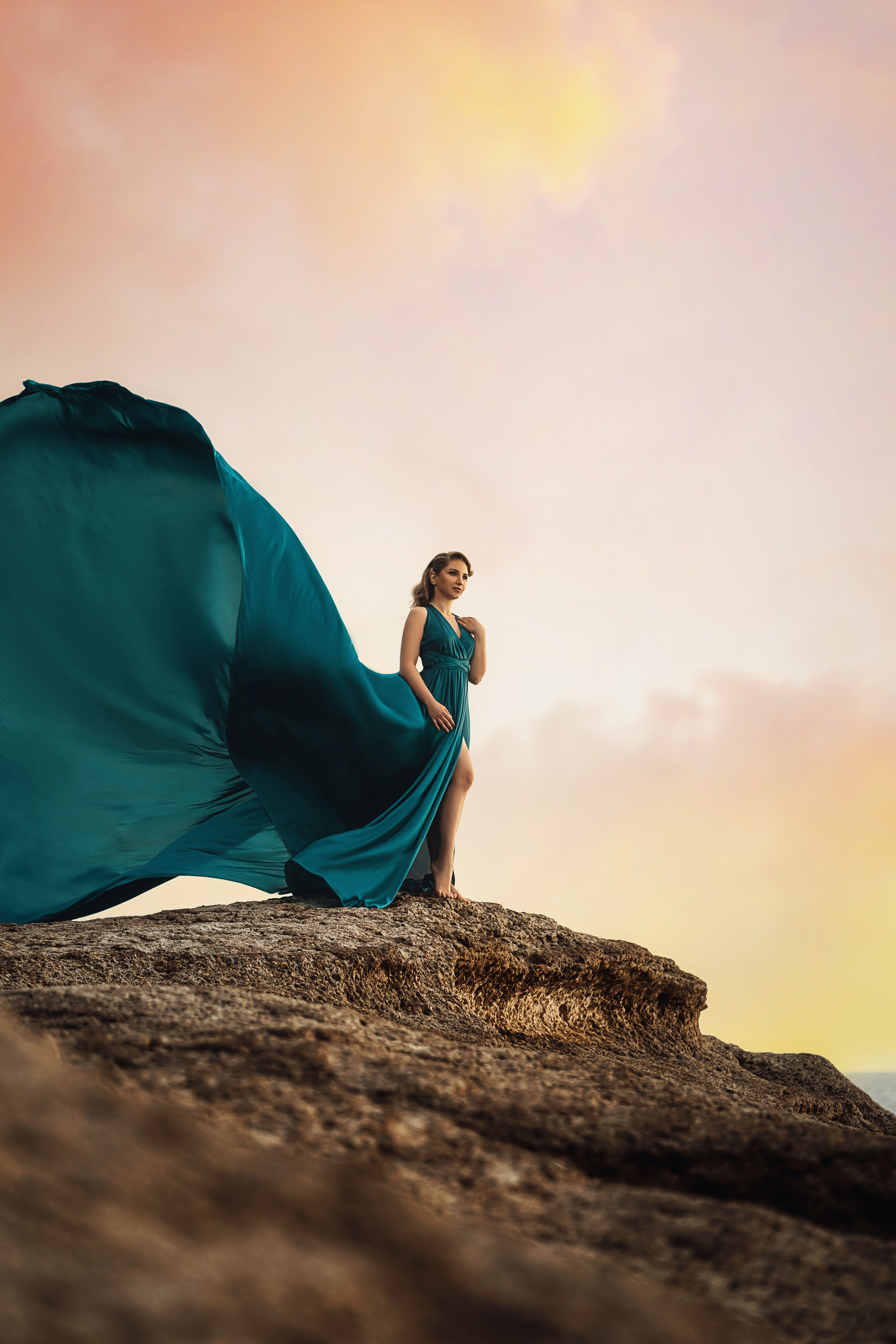 Flying dress green #4 40€. Professional photography in Tenerife Tania Bonnet