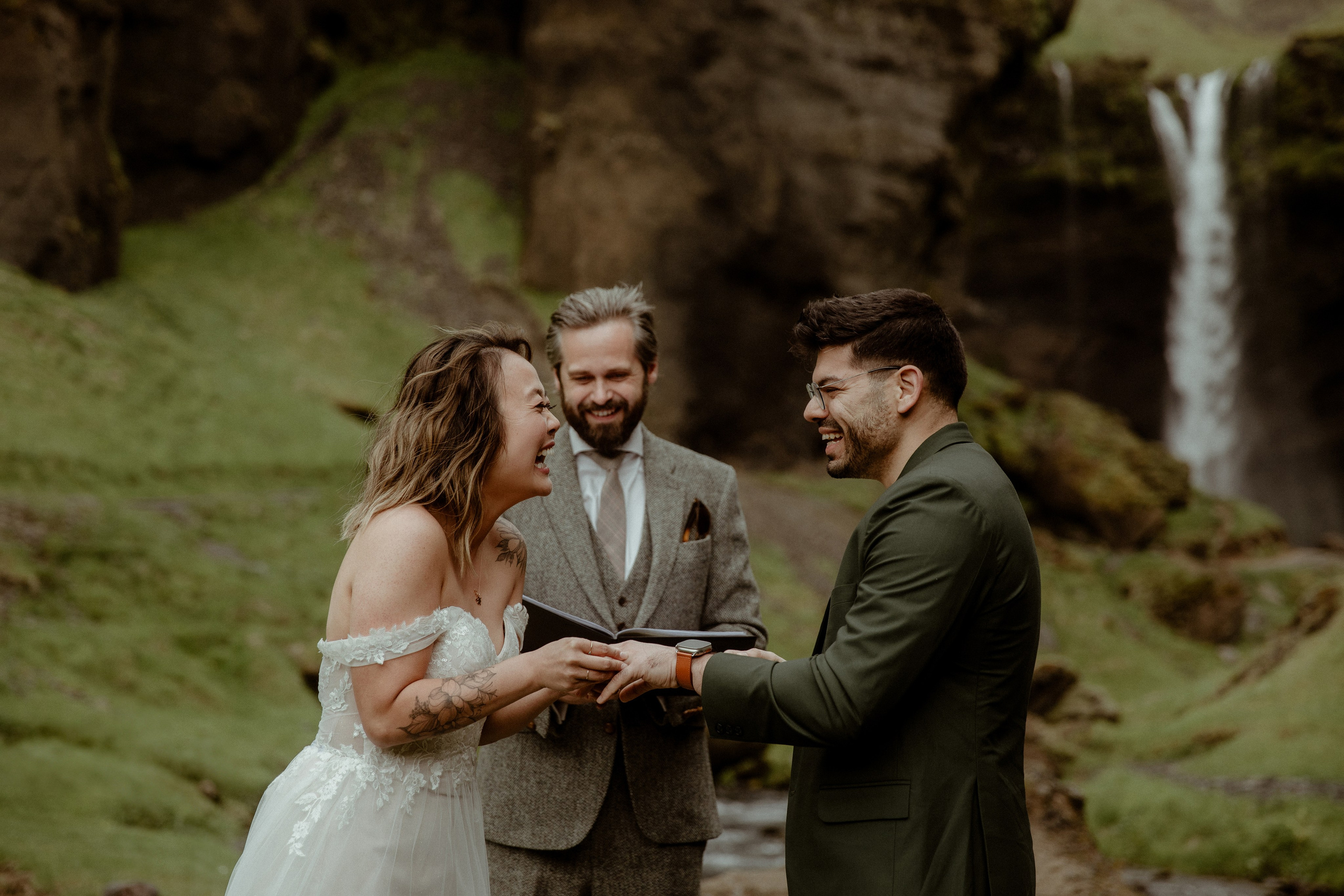 Elopement at Kvernufoss Waterfall. Iceland elopement photo and video | Nikolaichik Photo