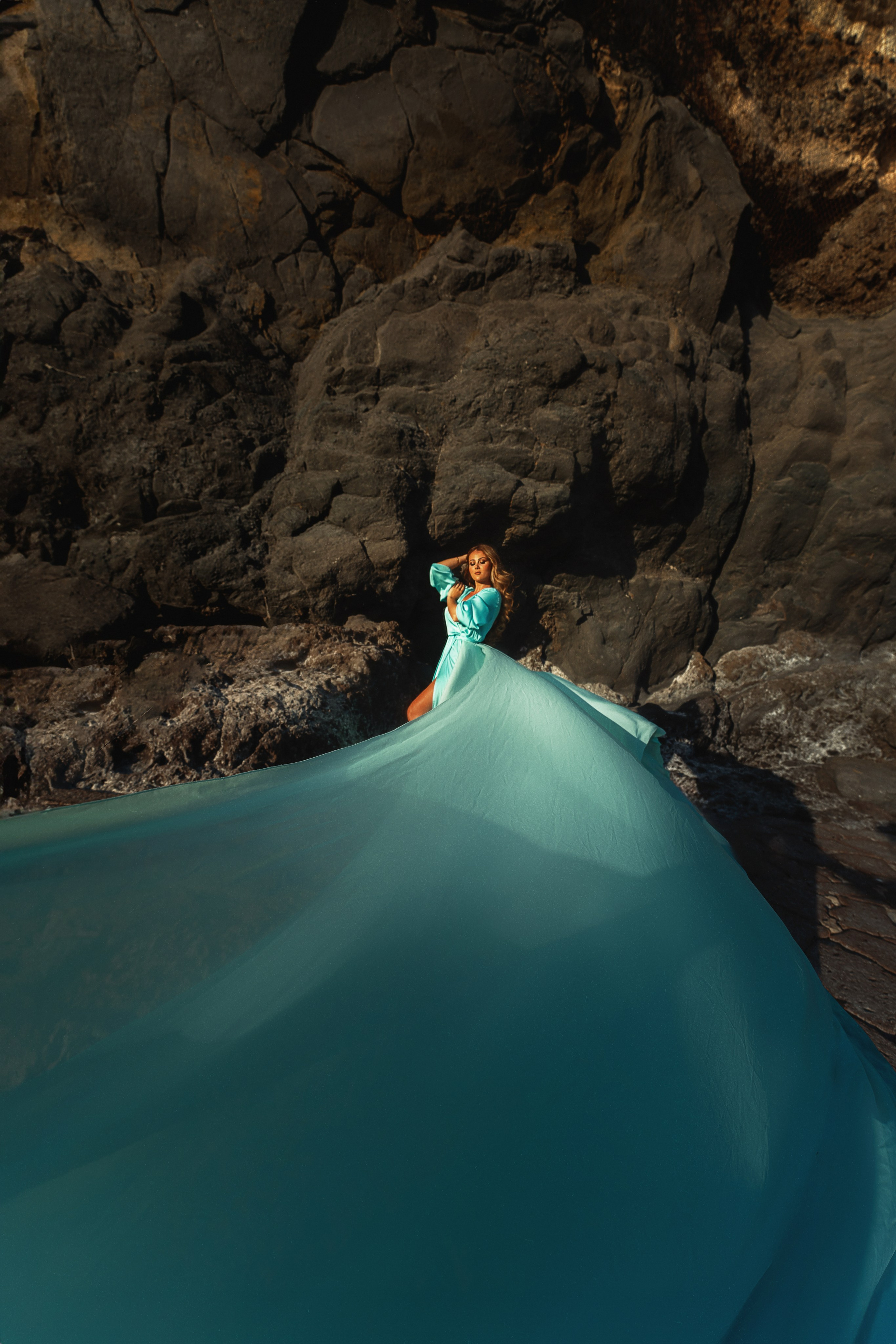 Sesion personal con el vestido volador color menta. Fotografía profesional en Tenerife Tania Bonnet