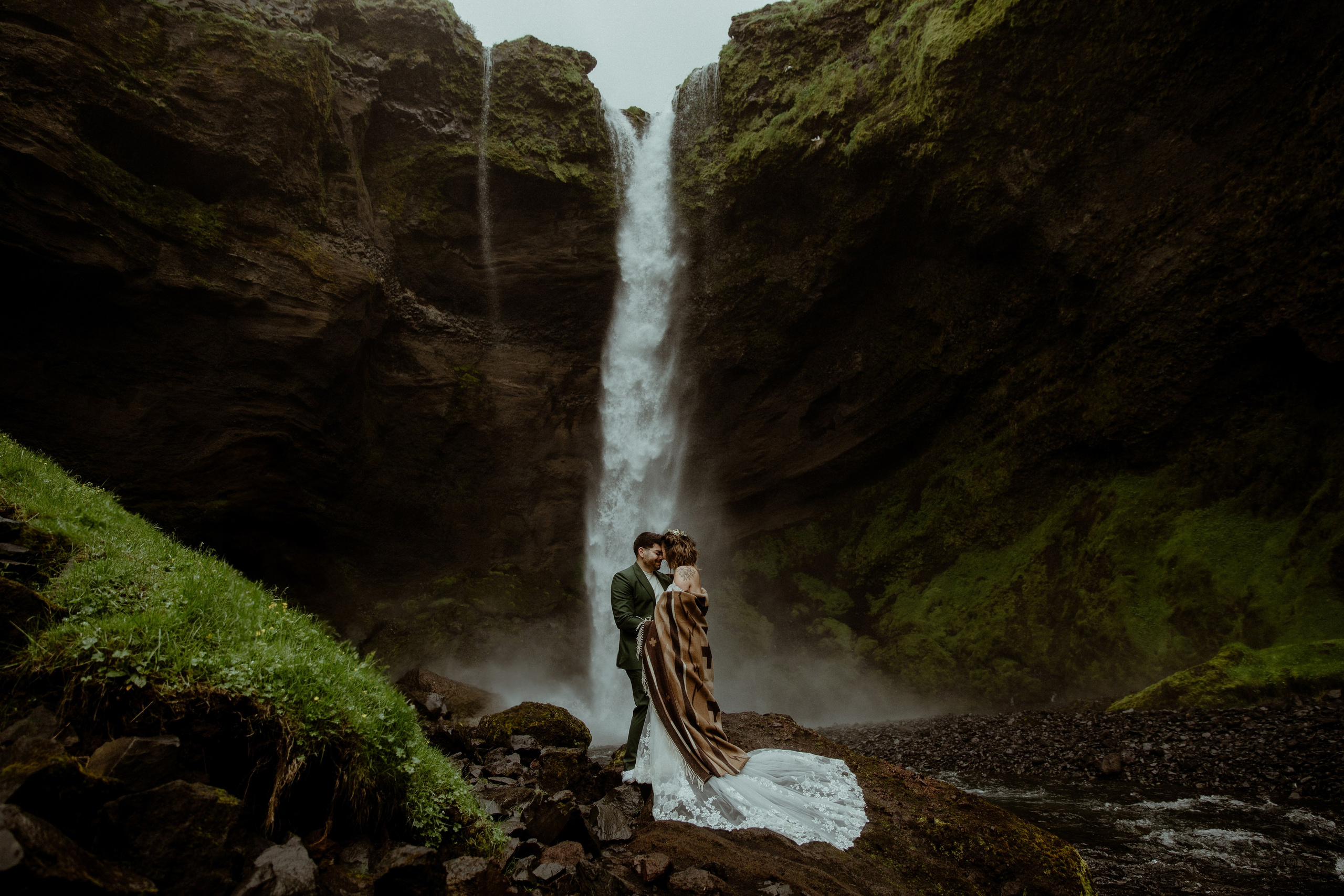 Elopement at Kvernufoss Waterfall. Iceland elopement photo and video | Nikolaichik Photo