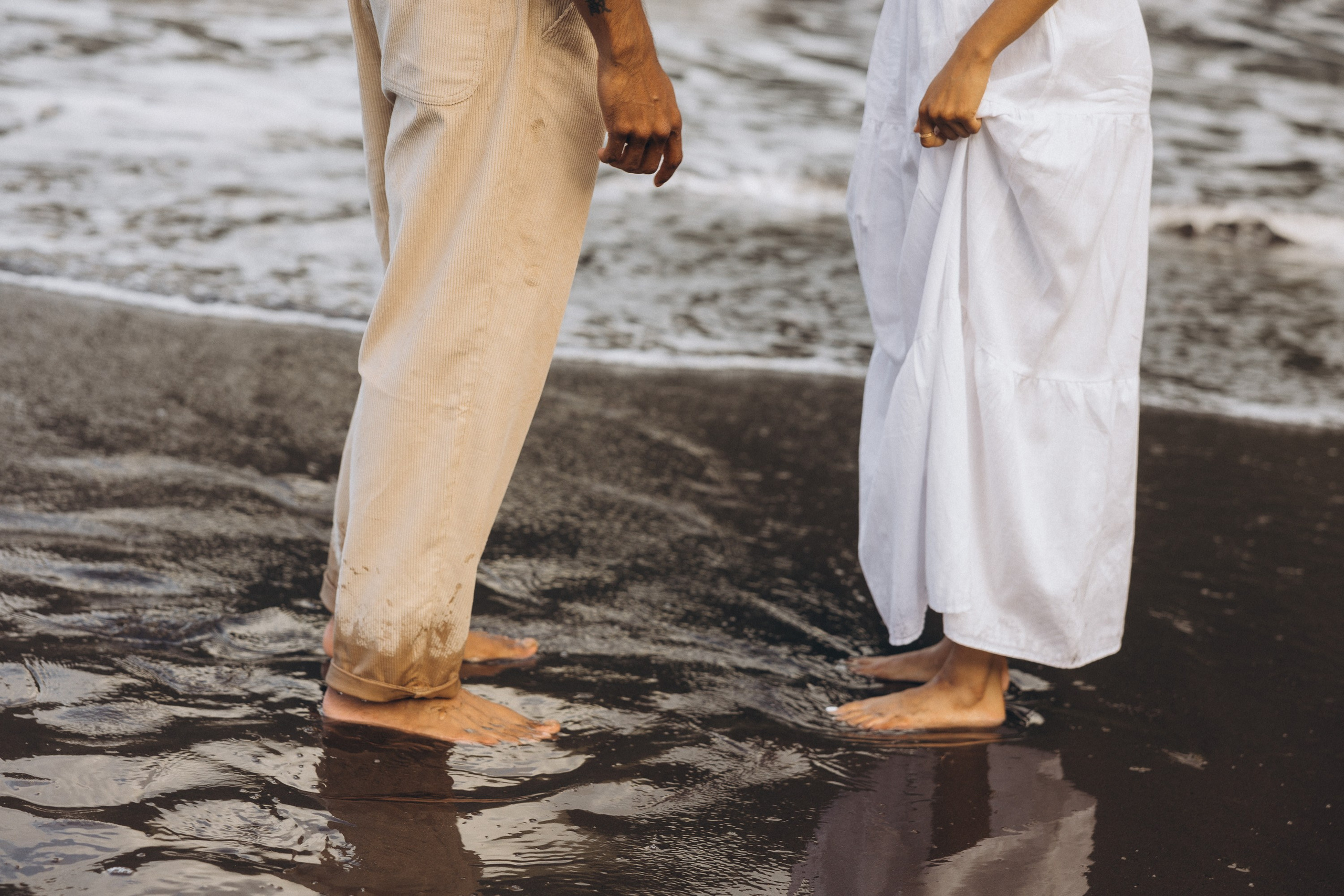 Proposal at Seixal Beach, Madeira – romantic engagement by the ocean, capturing intimate moments on the black sand shore