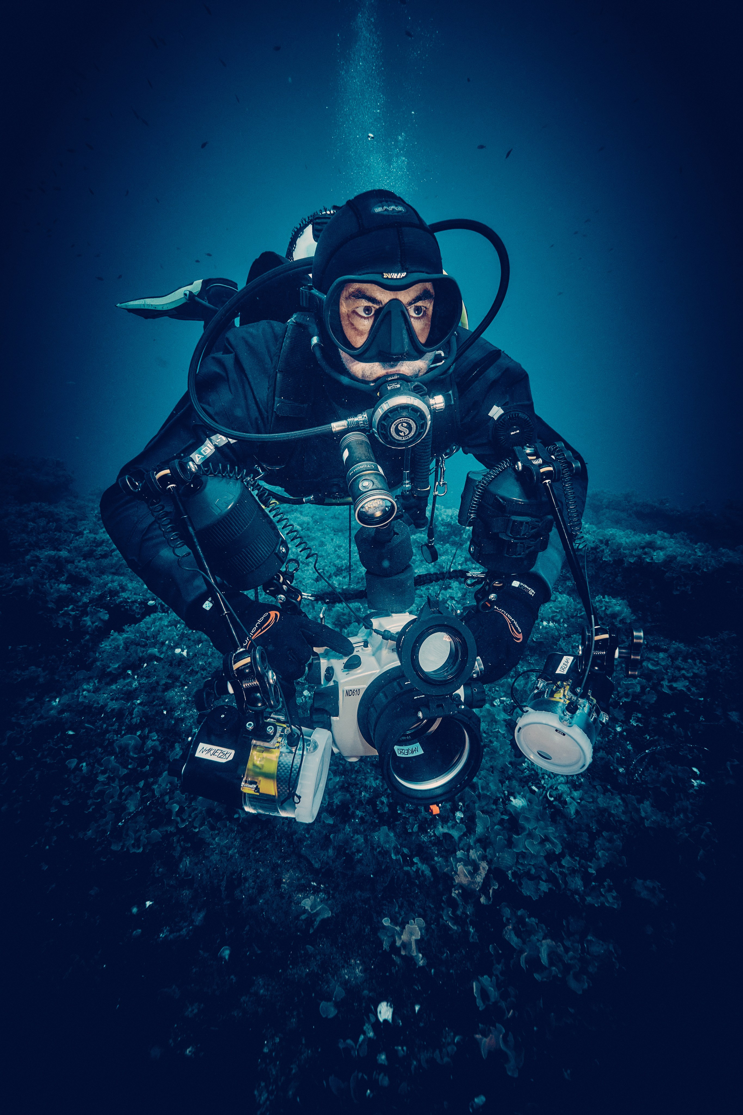 Fotograf podwodny Andriej Szypiłow. Portret podwodny. Underwater photographer Andriej Szypilow. Underwater portrait.