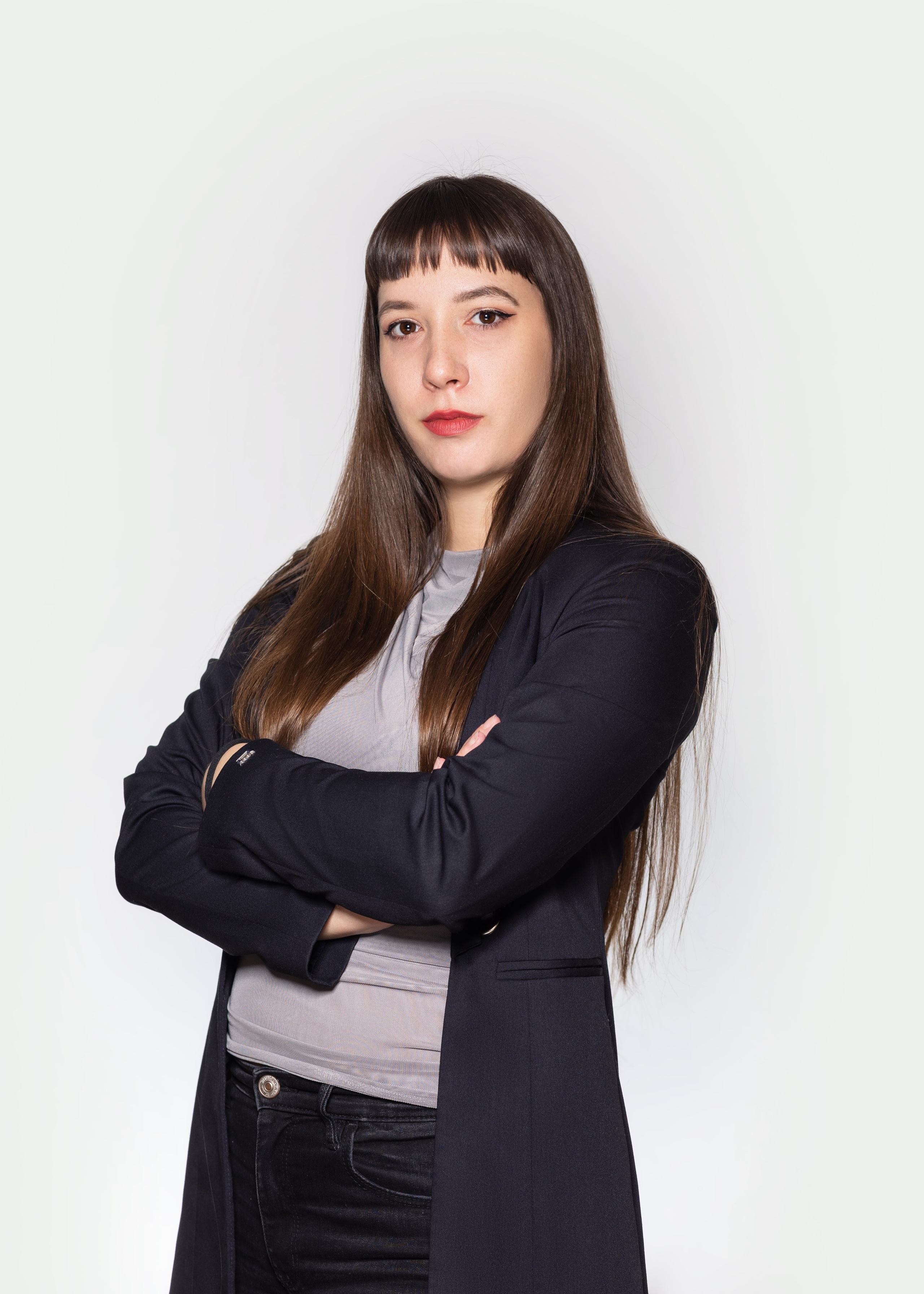 Corporate team member at 1 click Marketing, a business portrait on a white background