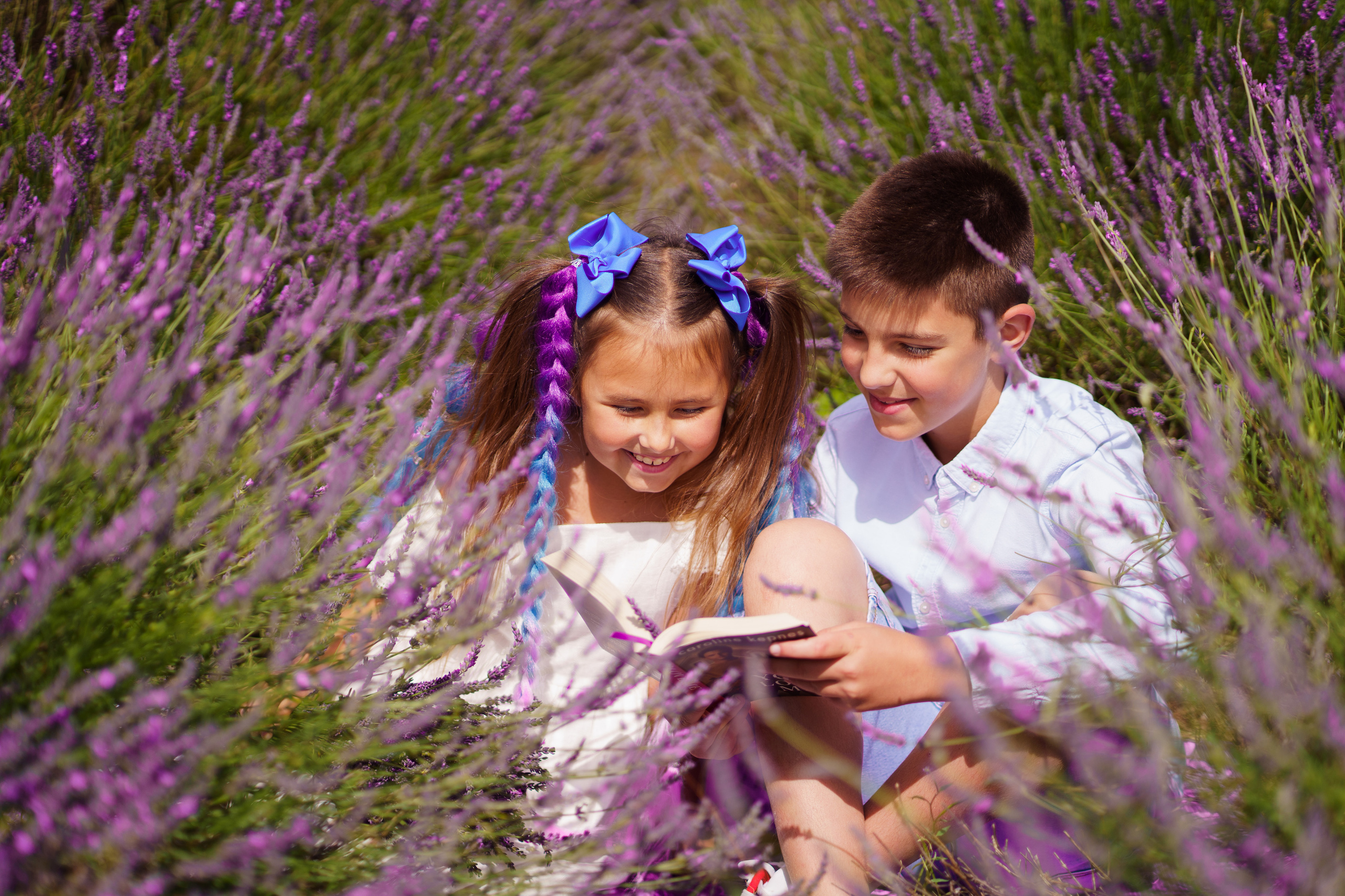 Cute kids in  the lavender field. Jelena Upleja children and family photographer in Bognor Regis