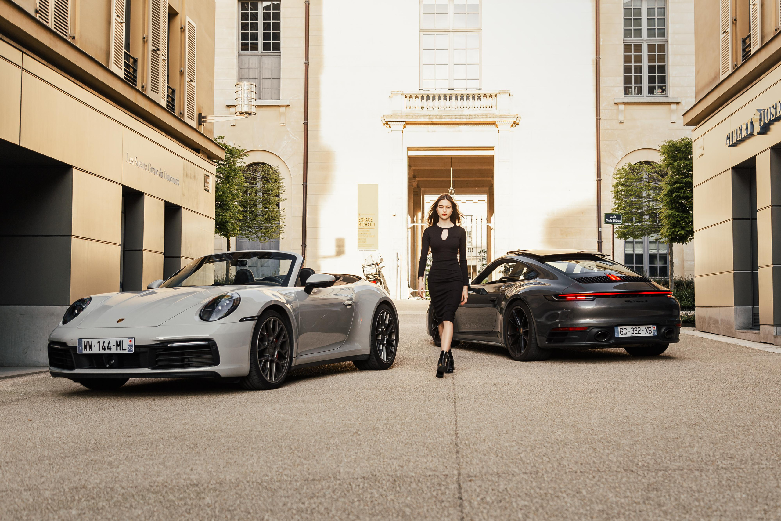 Anhelina x Porsche 911. Photographe de voitures à Paris — Vitalii Motruk