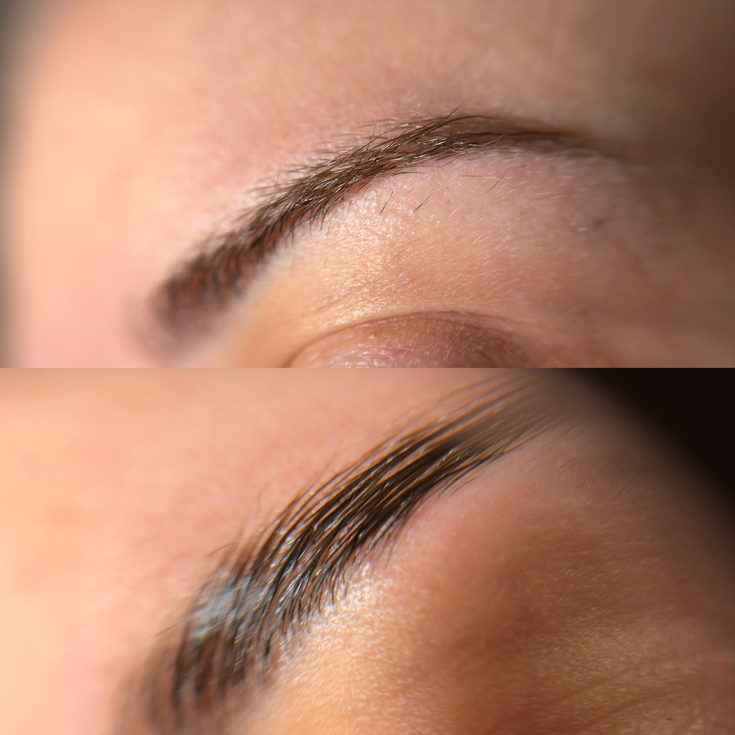 Stilizare profesională a sprâncenelor prin pensat, vopsire și laminare pentru un aspect definit, armonios și natural. Ideal pentru evidențierea trăsăturilor feței.