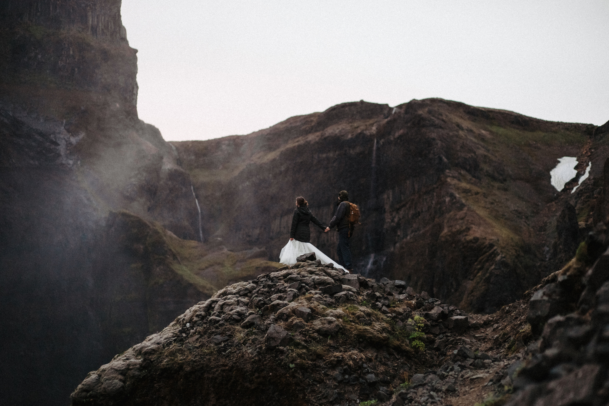 Midnight sun elopement at Haifoss in Iceland. Iceland elopement photo and video | Nikolaichik Photo