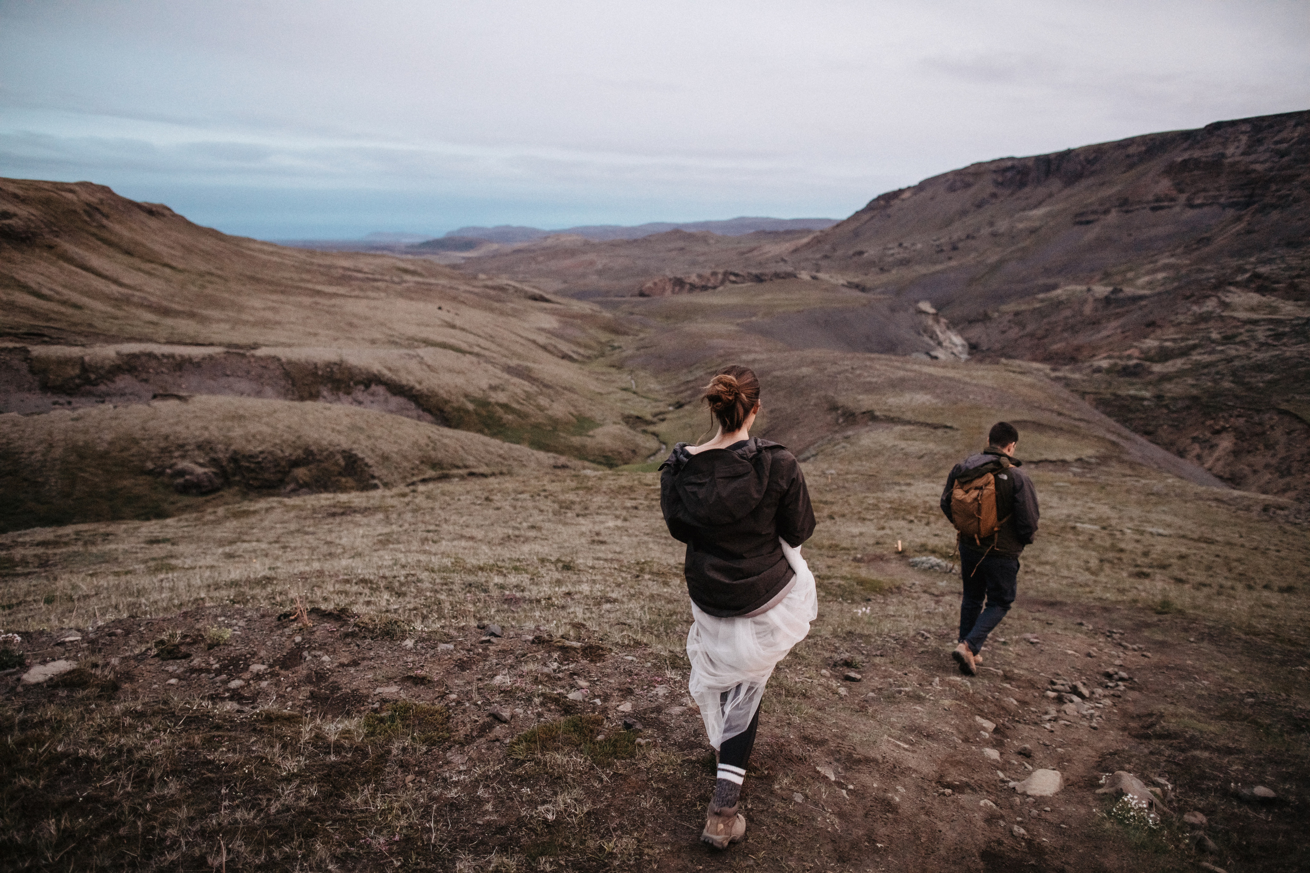 Midnight sun elopement at Haifoss in Iceland. Iceland elopement photo and video | Nikolaichik Photo