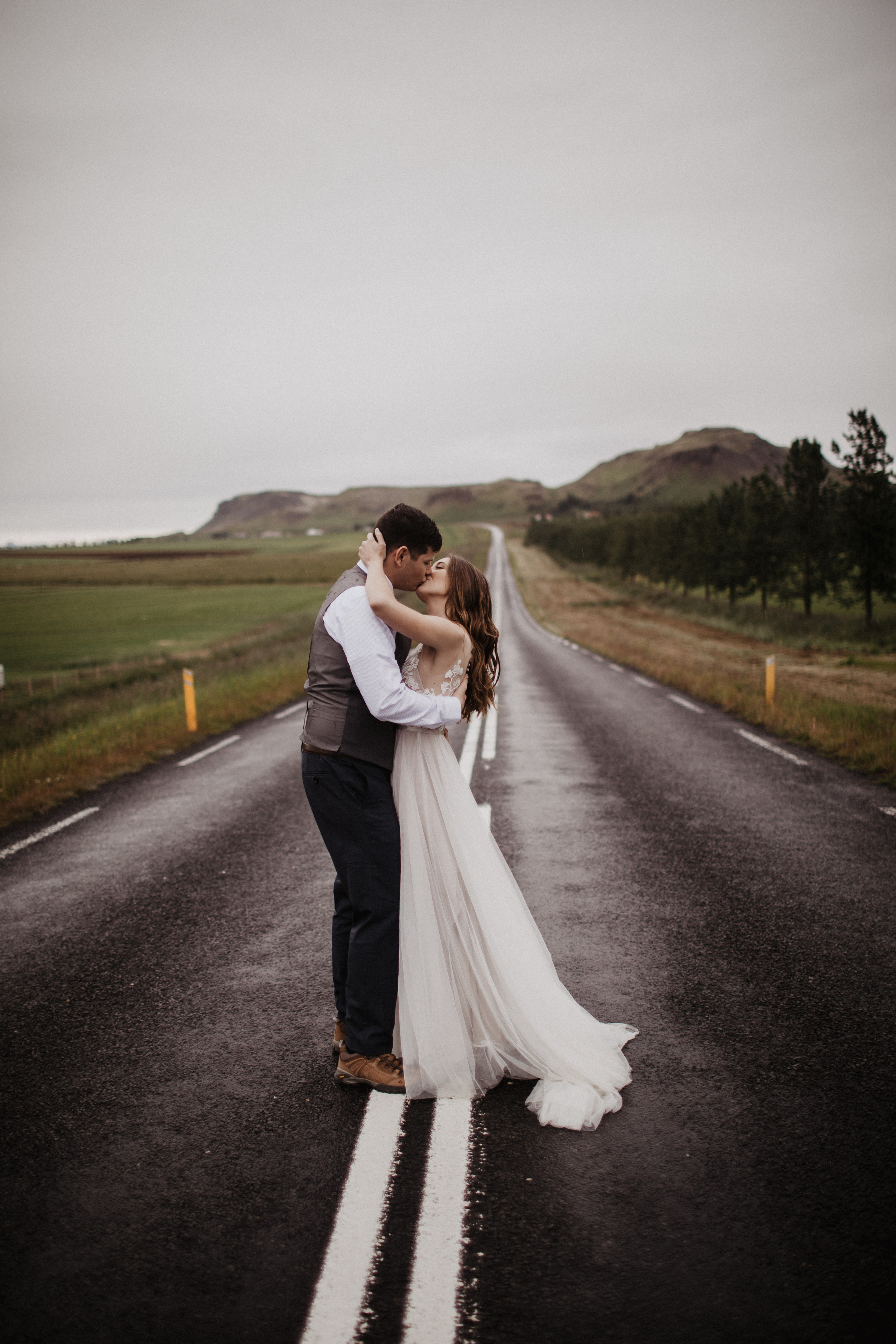 Midnight sun elopement at Haifoss in Iceland. Iceland elopement photo and video | Nikolaichik Photo