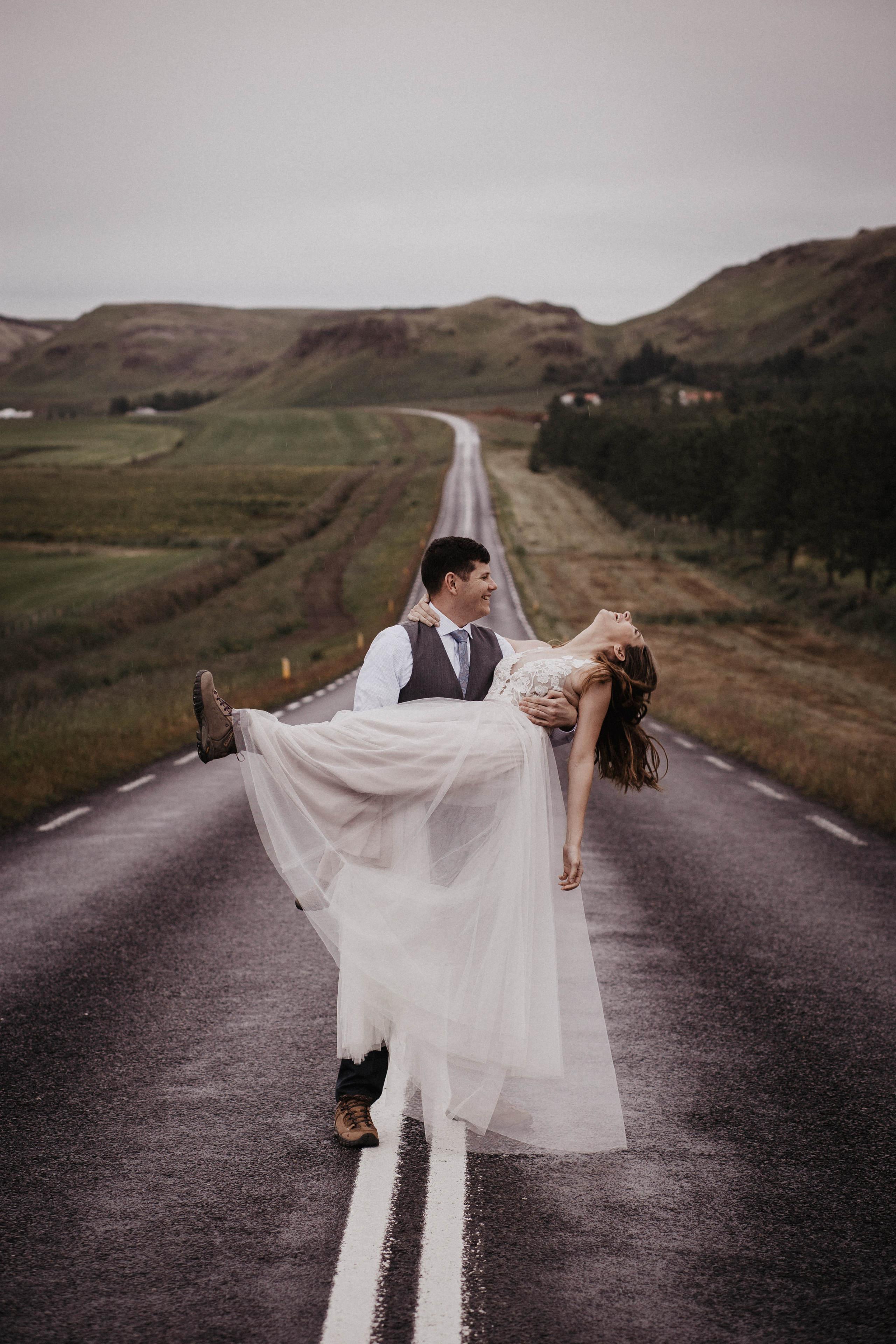 Midnight sun elopement at Haifoss in Iceland. Iceland elopement photo and video | Nikolaichik Photo