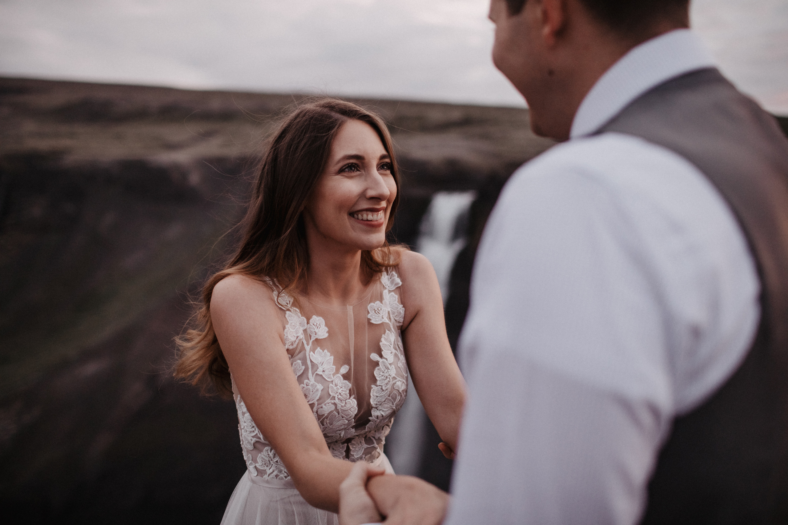 Midnight sun elopement at Haifoss in Iceland. Iceland elopement photo and video | Nikolaichik Photo