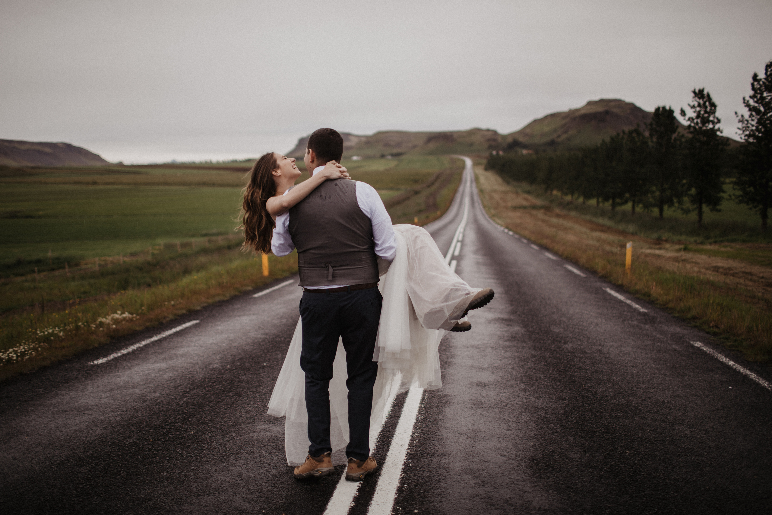 Midnight sun elopement at Haifoss in Iceland. Iceland elopement photo and video | Nikolaichik Photo