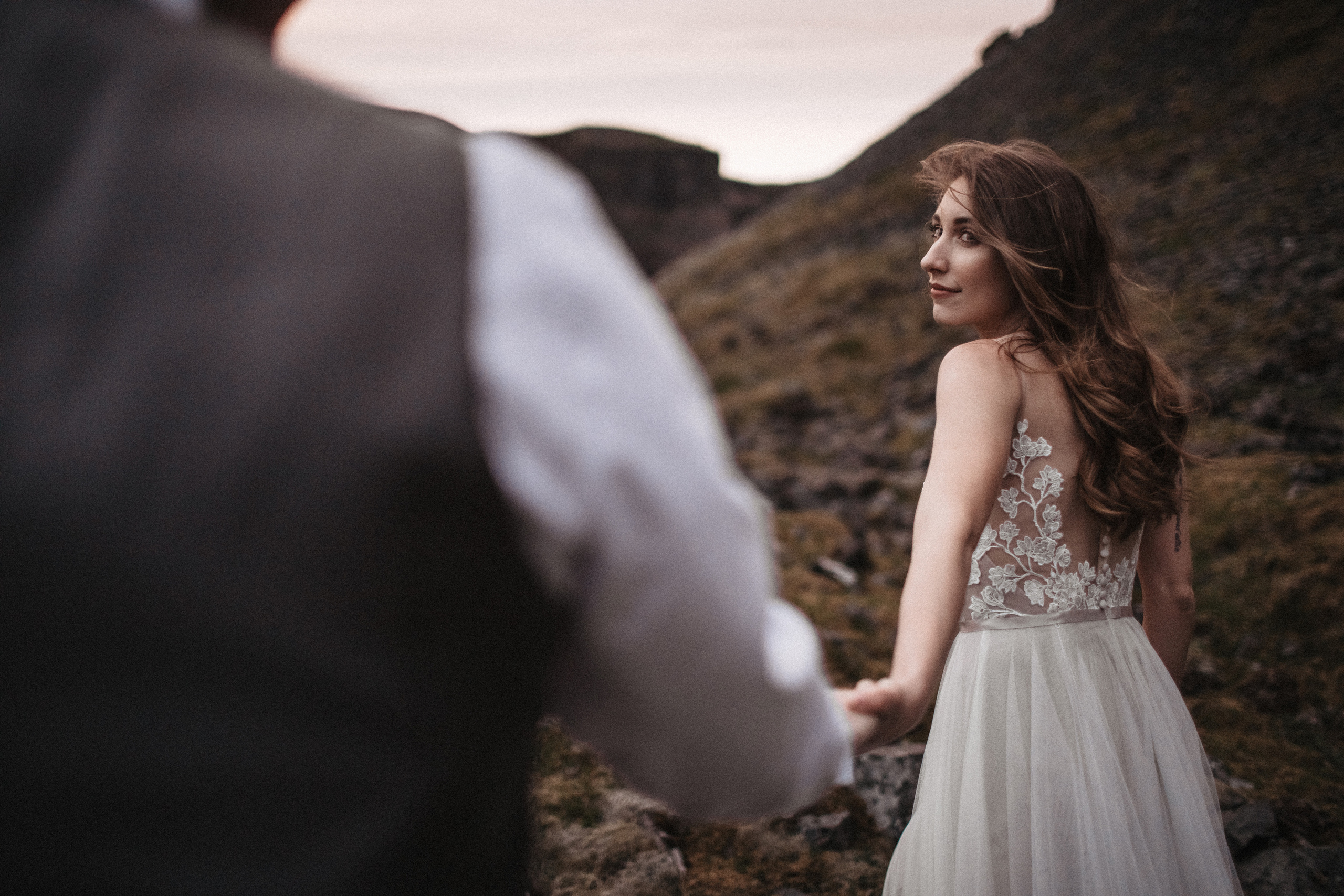Midnight sun elopement at Haifoss in Iceland. Iceland elopement photo and video | Nikolaichik Photo