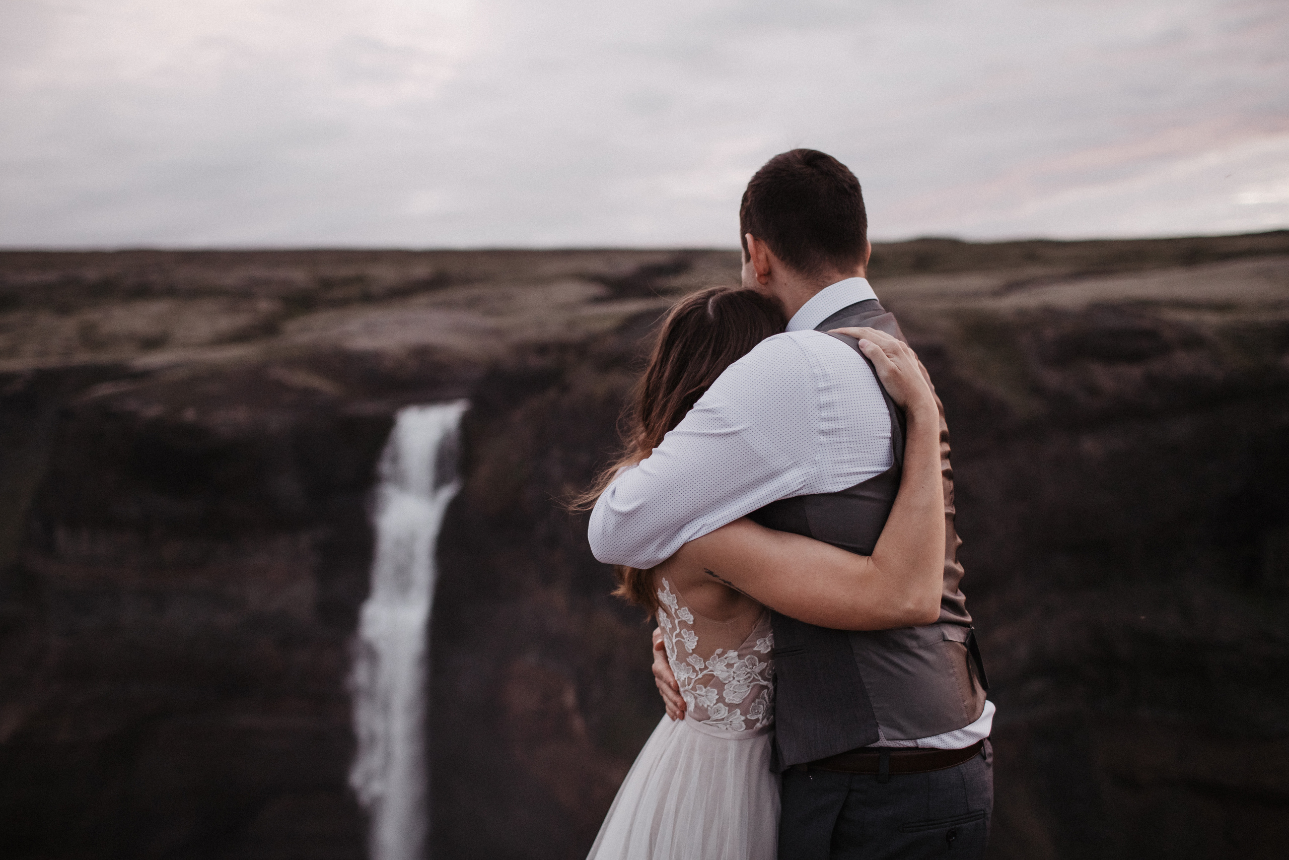 Midnight sun elopement at Haifoss in Iceland. Iceland elopement photo and video | Nikolaichik Photo
