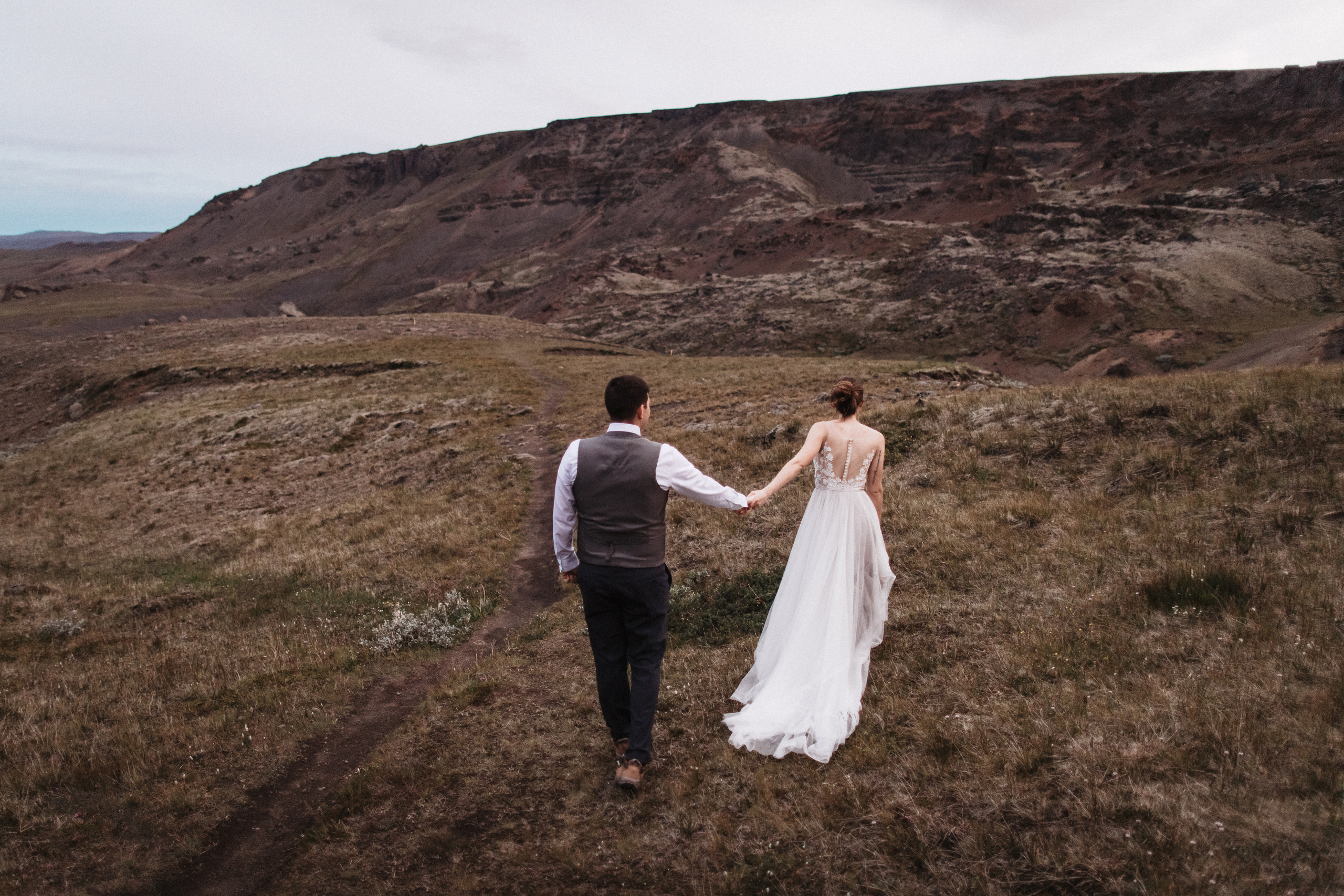 Midnight sun elopement at Haifoss in Iceland. Iceland elopement photo and video | Nikolaichik Photo