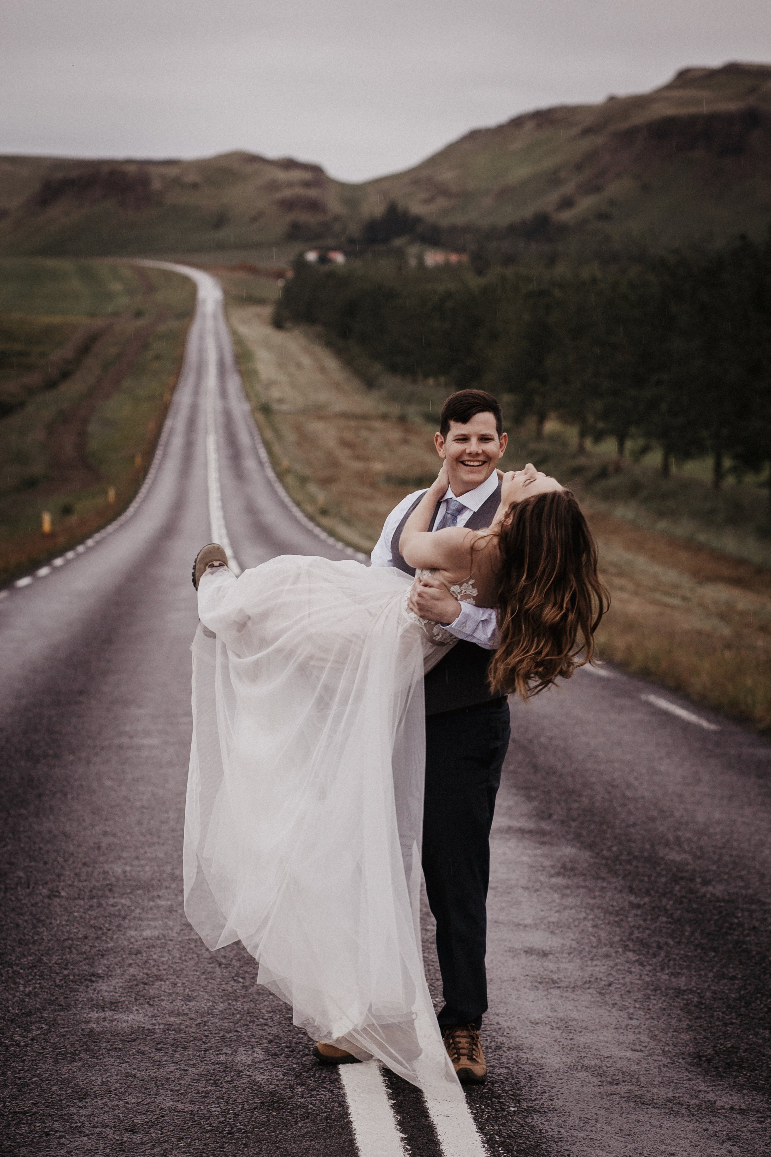 Midnight sun elopement at Haifoss in Iceland. Iceland elopement photo and video | Nikolaichik Photo