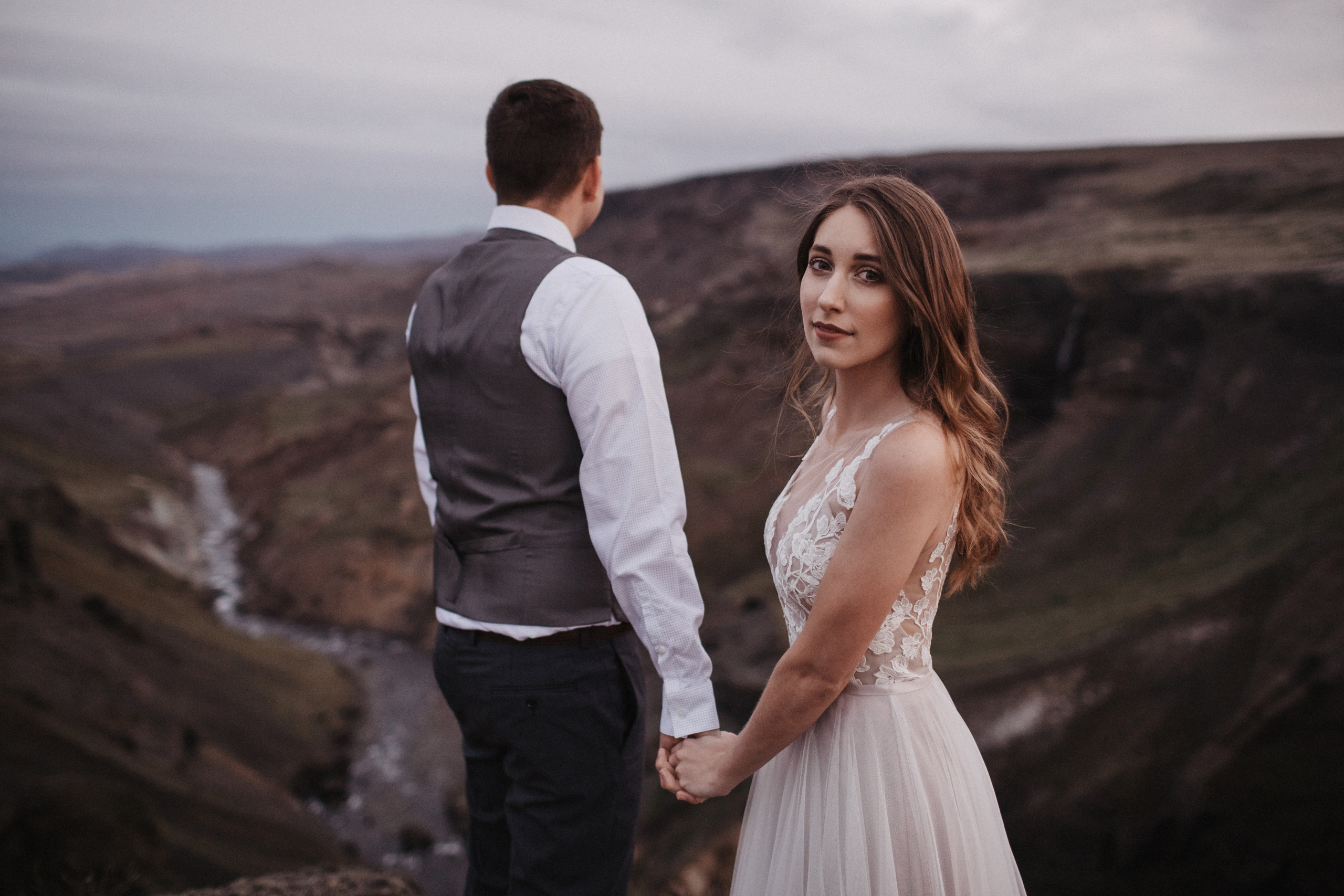 Midnight sun elopement at Haifoss in Iceland. Iceland elopement photo and video | Nikolaichik Photo