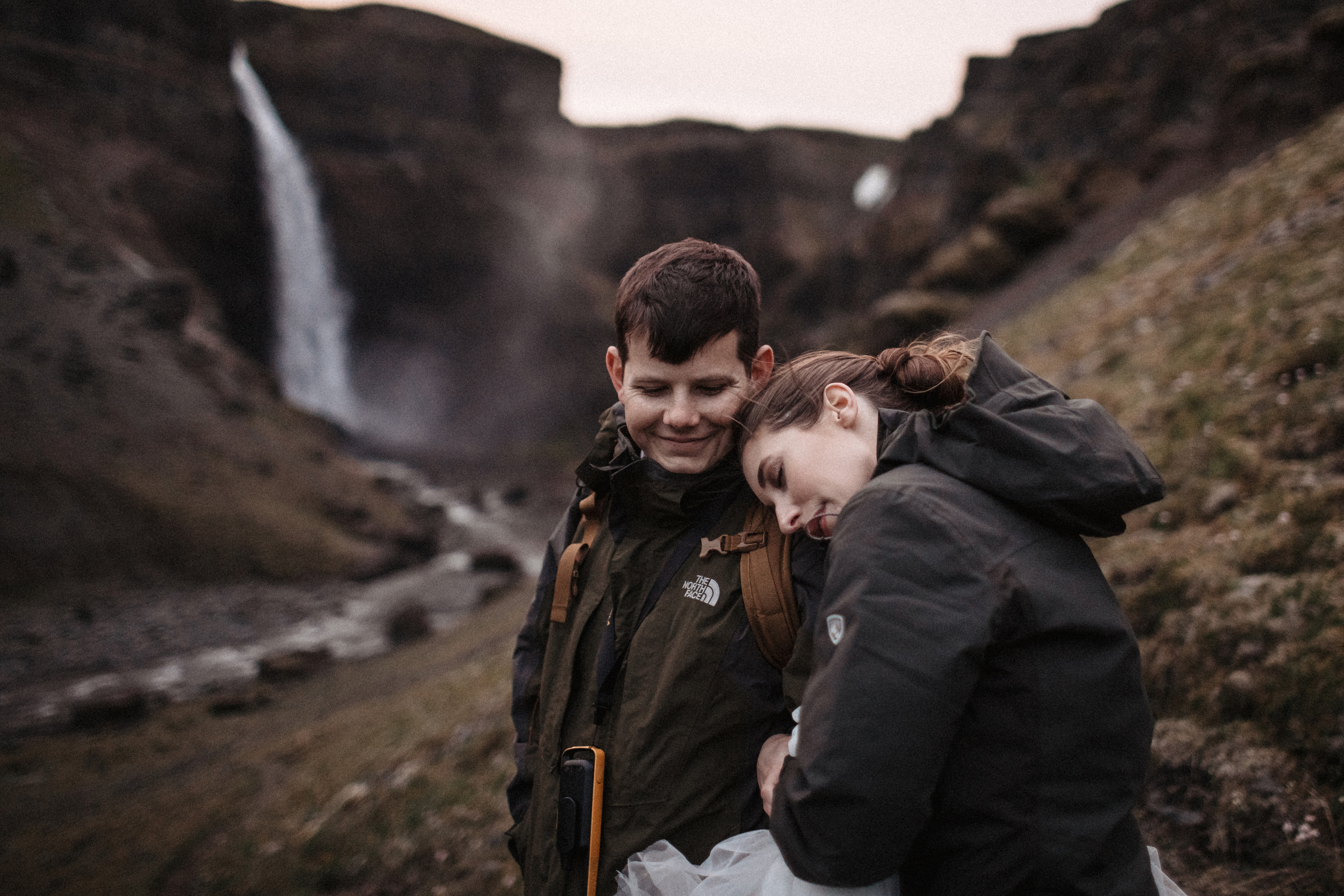 Midnight sun elopement at Haifoss in Iceland. Iceland elopement photo and video | Nikolaichik Photo