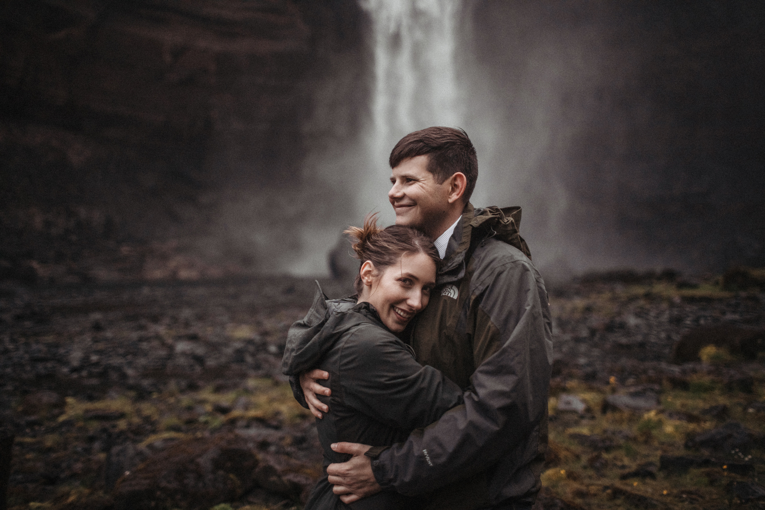 Midnight sun elopement at Haifoss in Iceland. Iceland elopement photo and video | Nikolaichik Photo