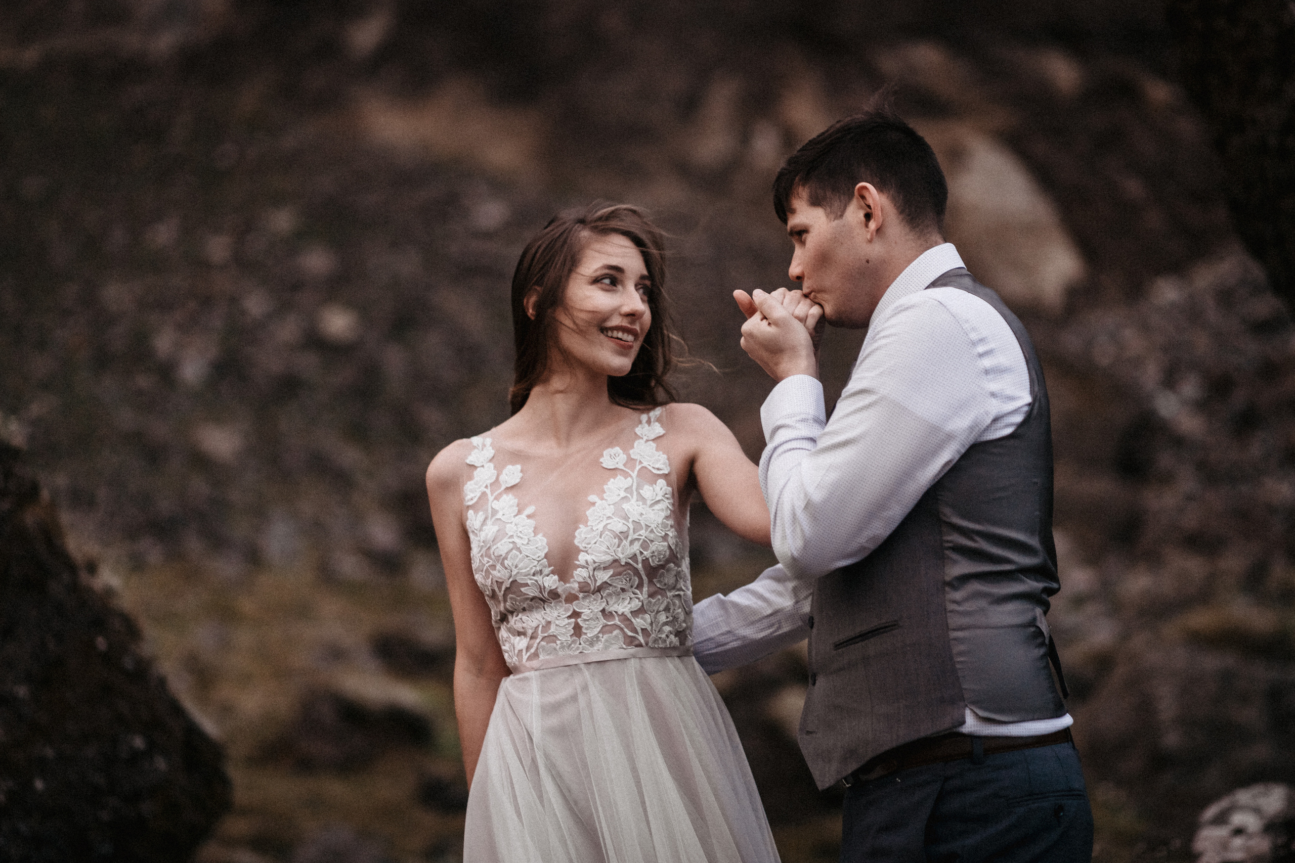 Midnight sun elopement at Haifoss in Iceland. Iceland elopement photo and video | Nikolaichik Photo
